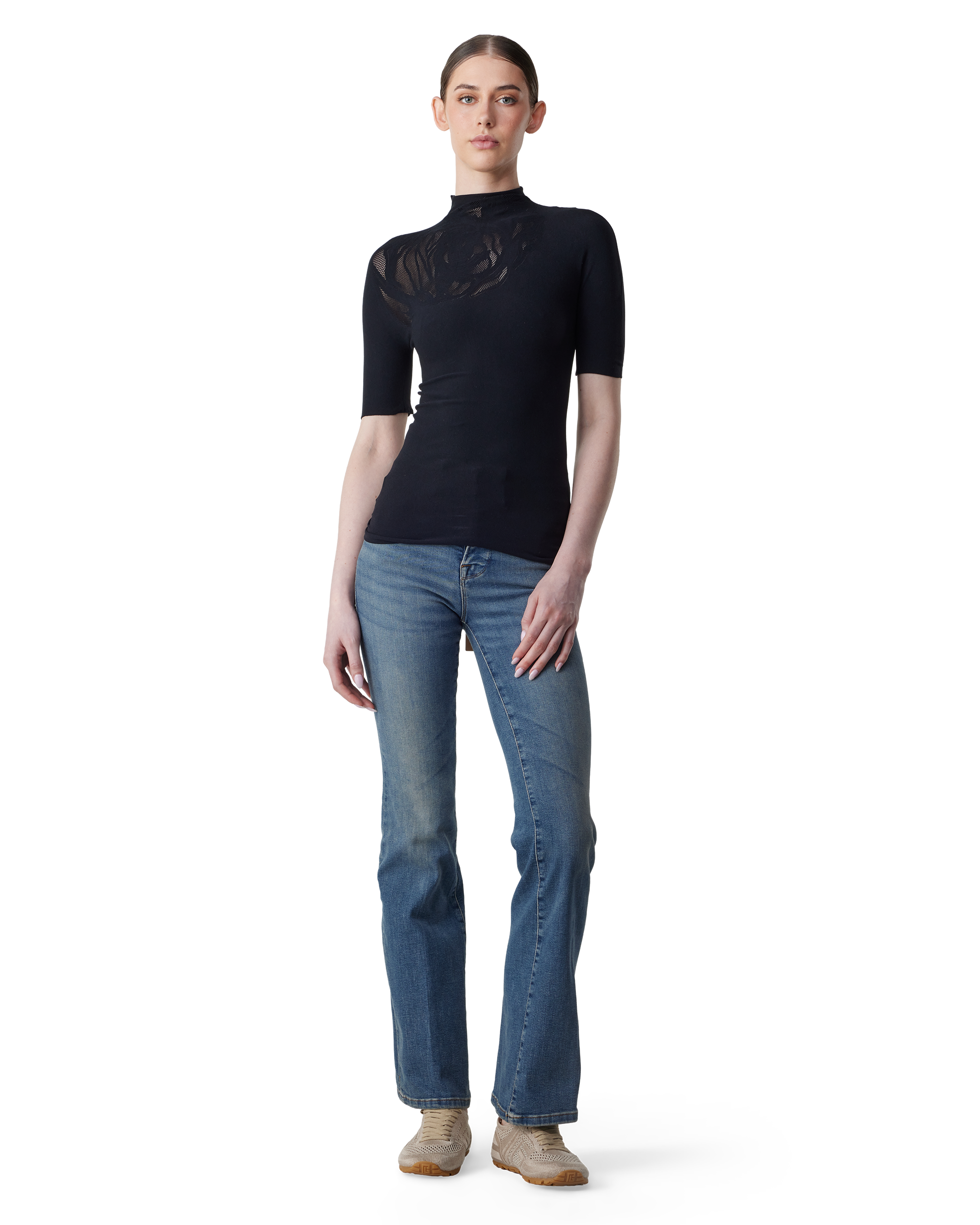 Rose Net Short Sleeve Top