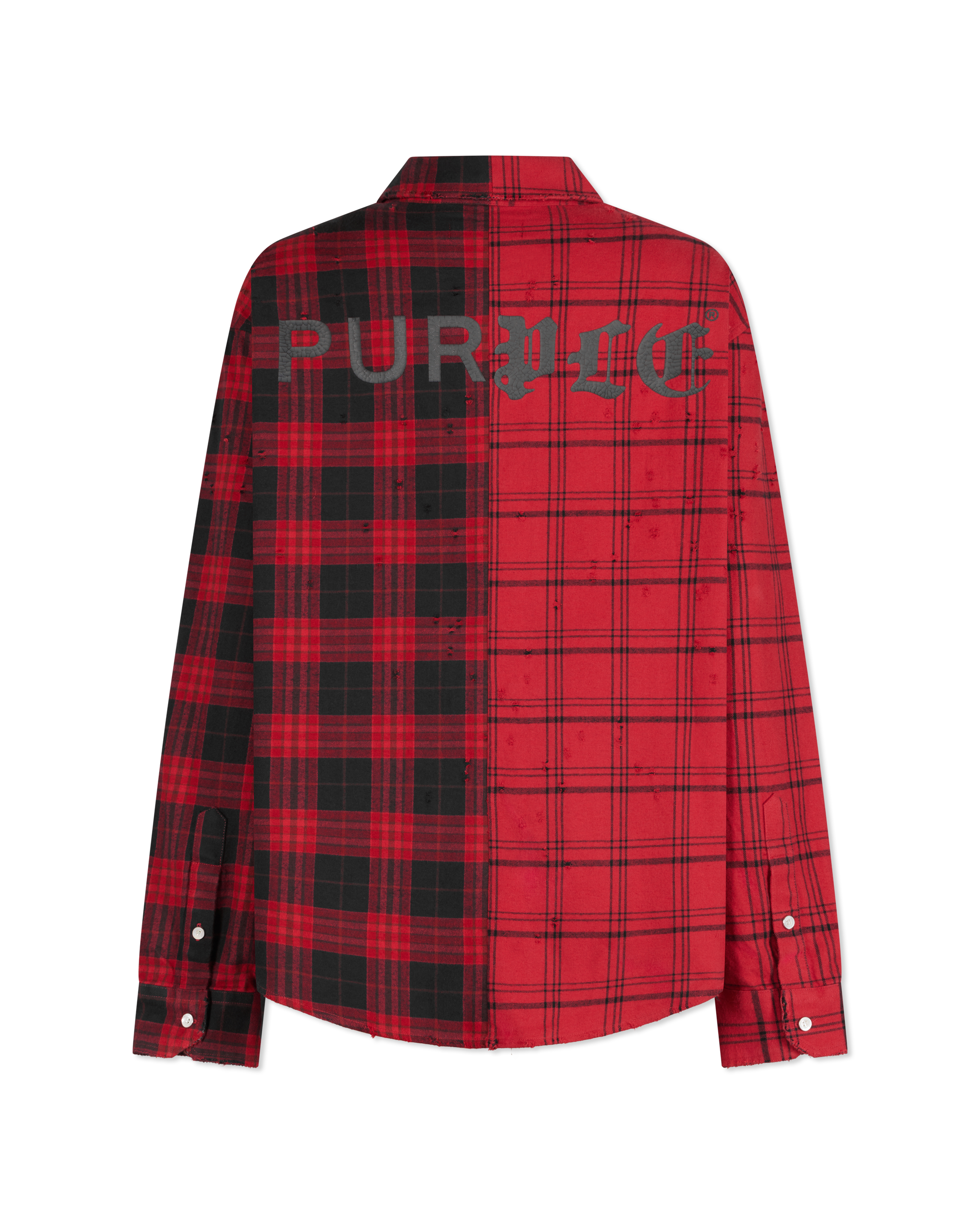 Half & Half Plaid Flannel Shirt