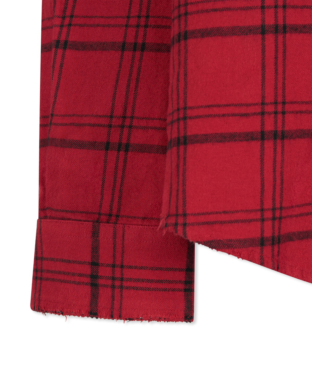 Red Cotton Half & Half Plaid Flannel Shirt by Purple | DIHSAN