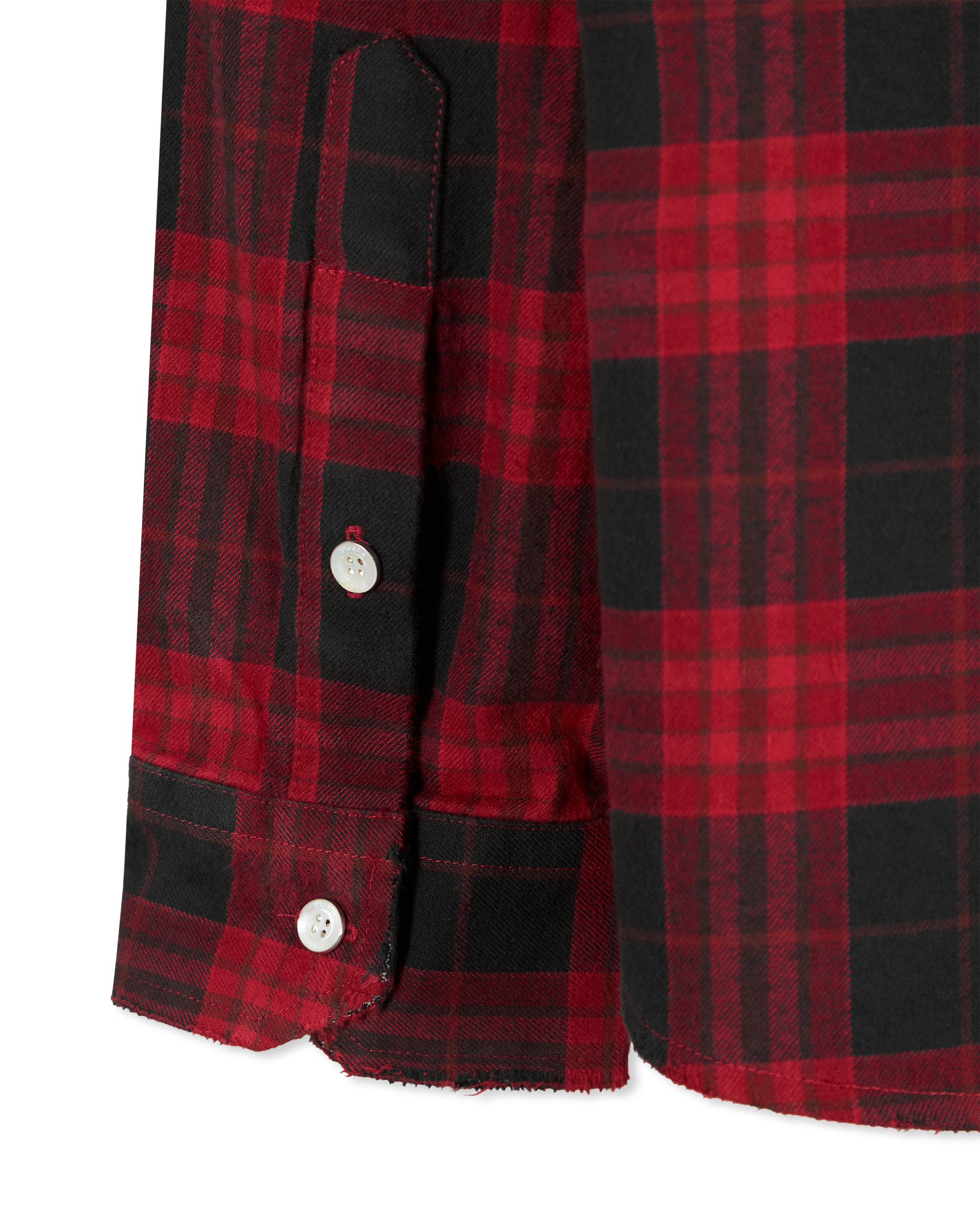 Red Cotton Half & Half Plaid Flannel Shirt by Purple | DIHSAN