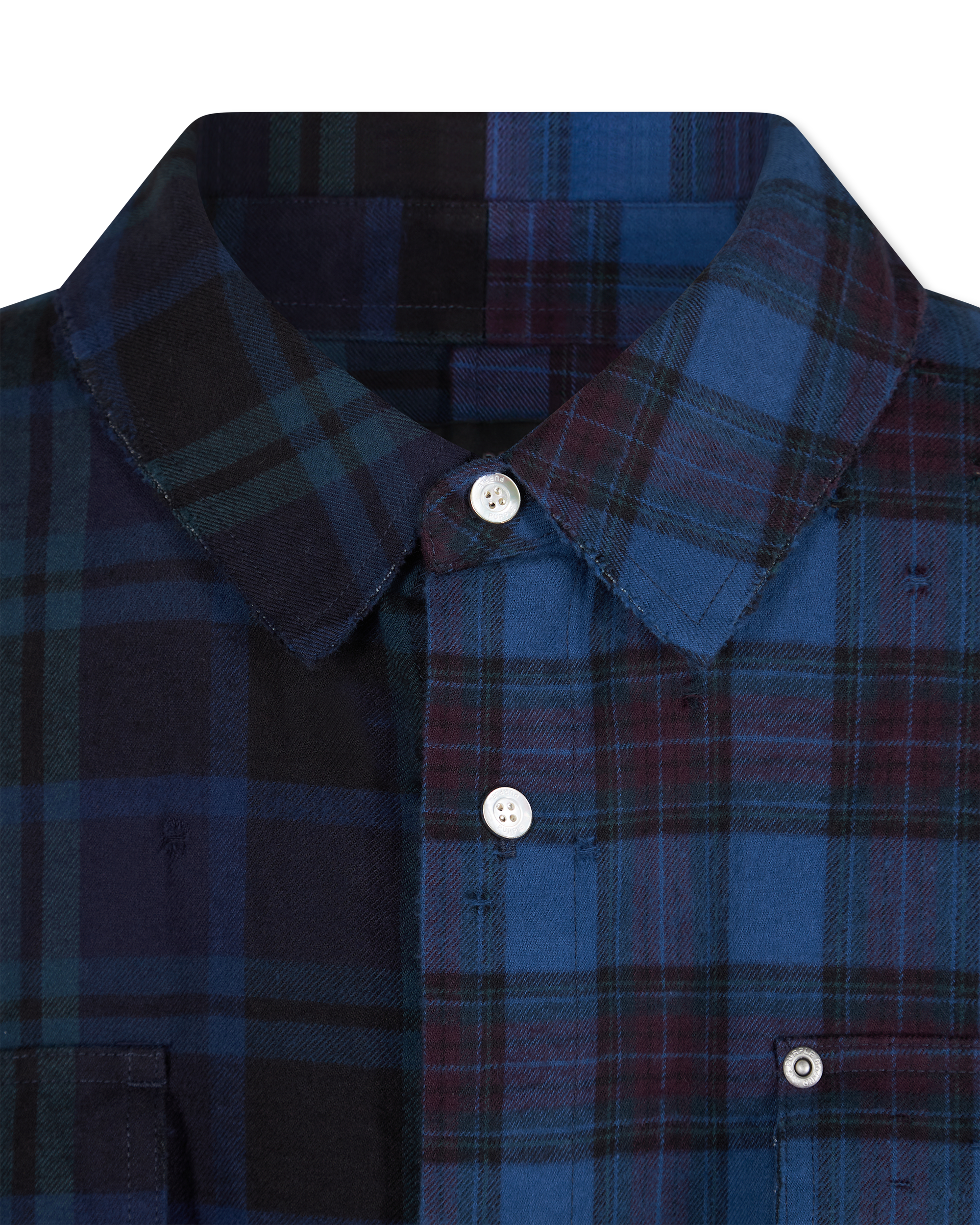 Half & Half Plaid Flannel Shirt