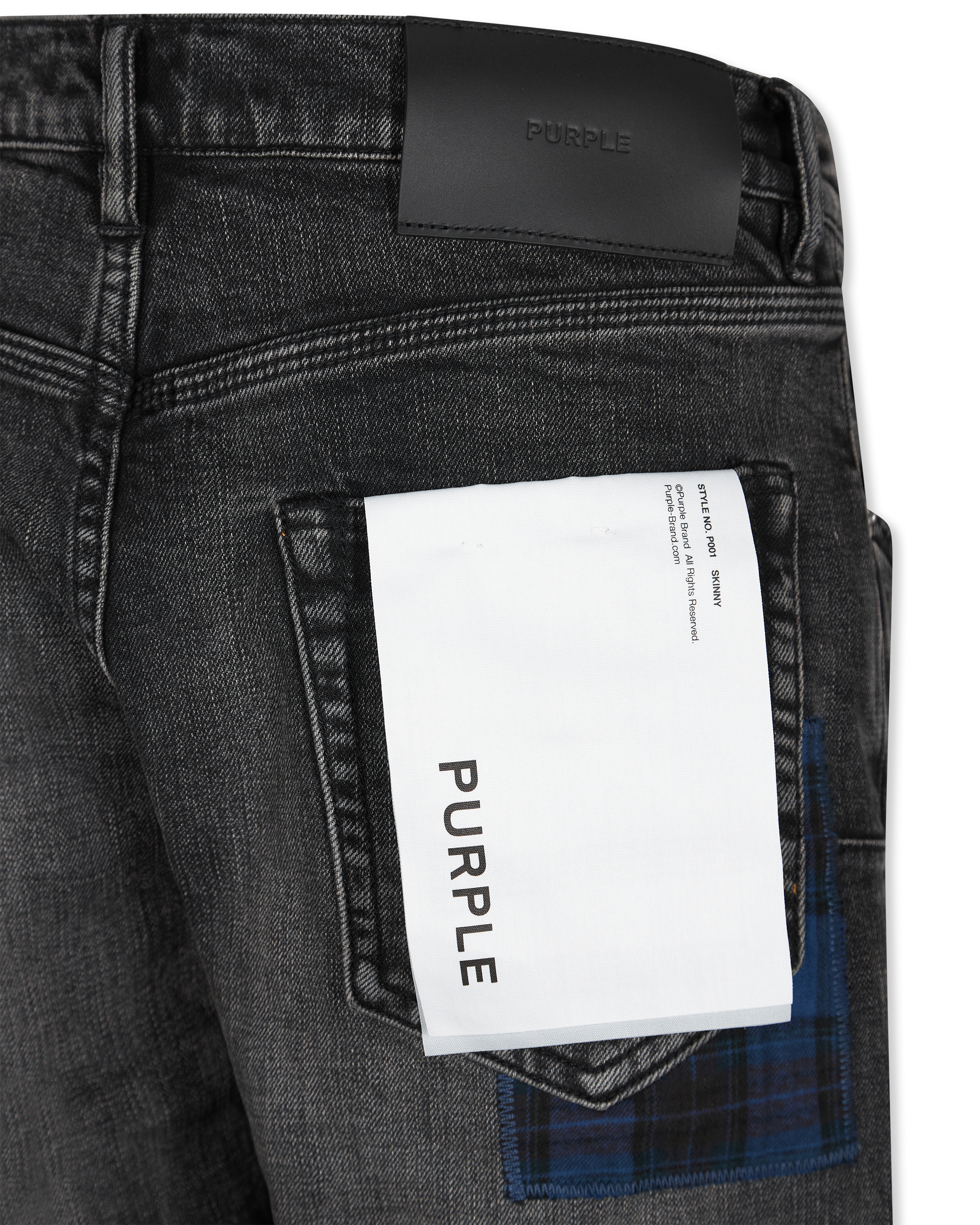 Skinny Plaid Patch Jean