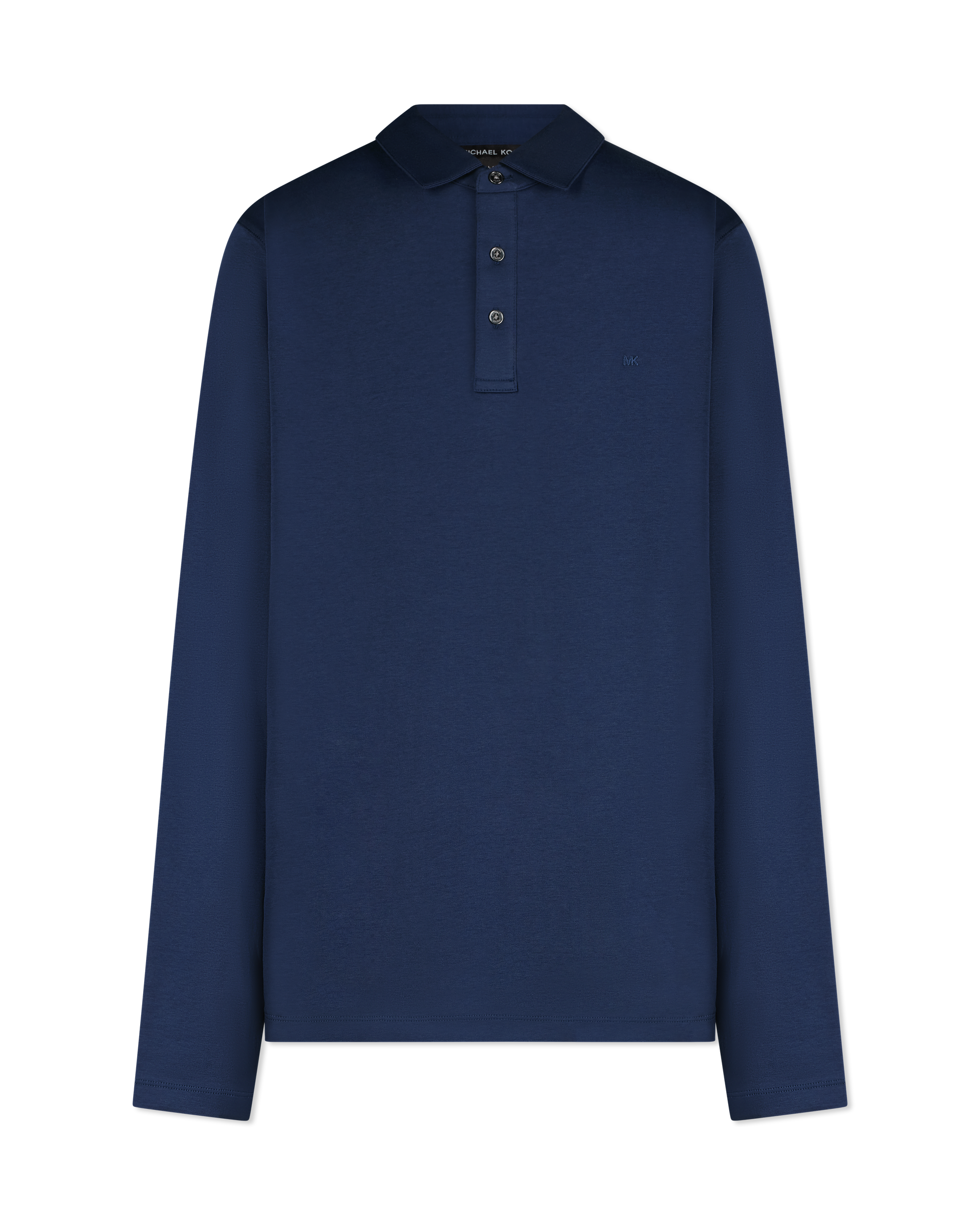 Midnight Cotton Long-Sleeve Sleek MK Polo Shirt by Michael Kors | DIHSAN