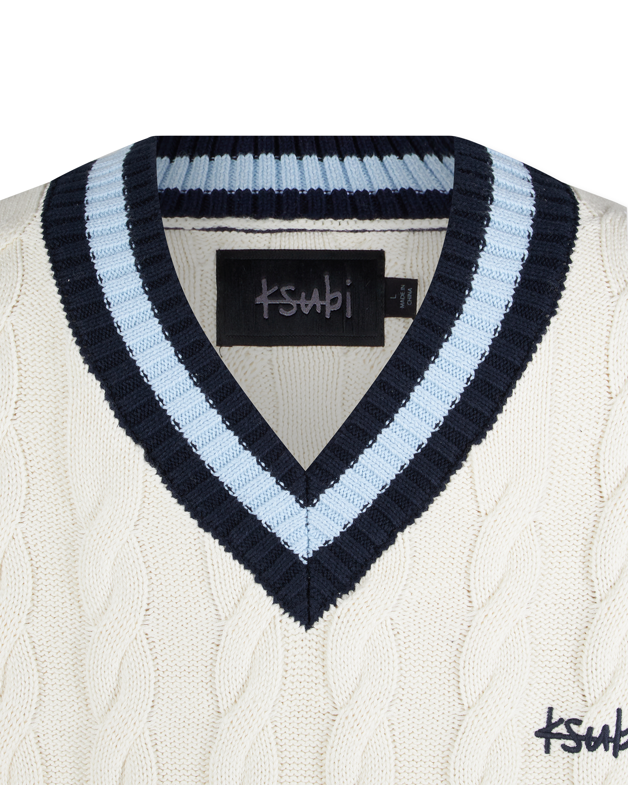 Ksubi Jeans Princeton Cable Knit V-Neck