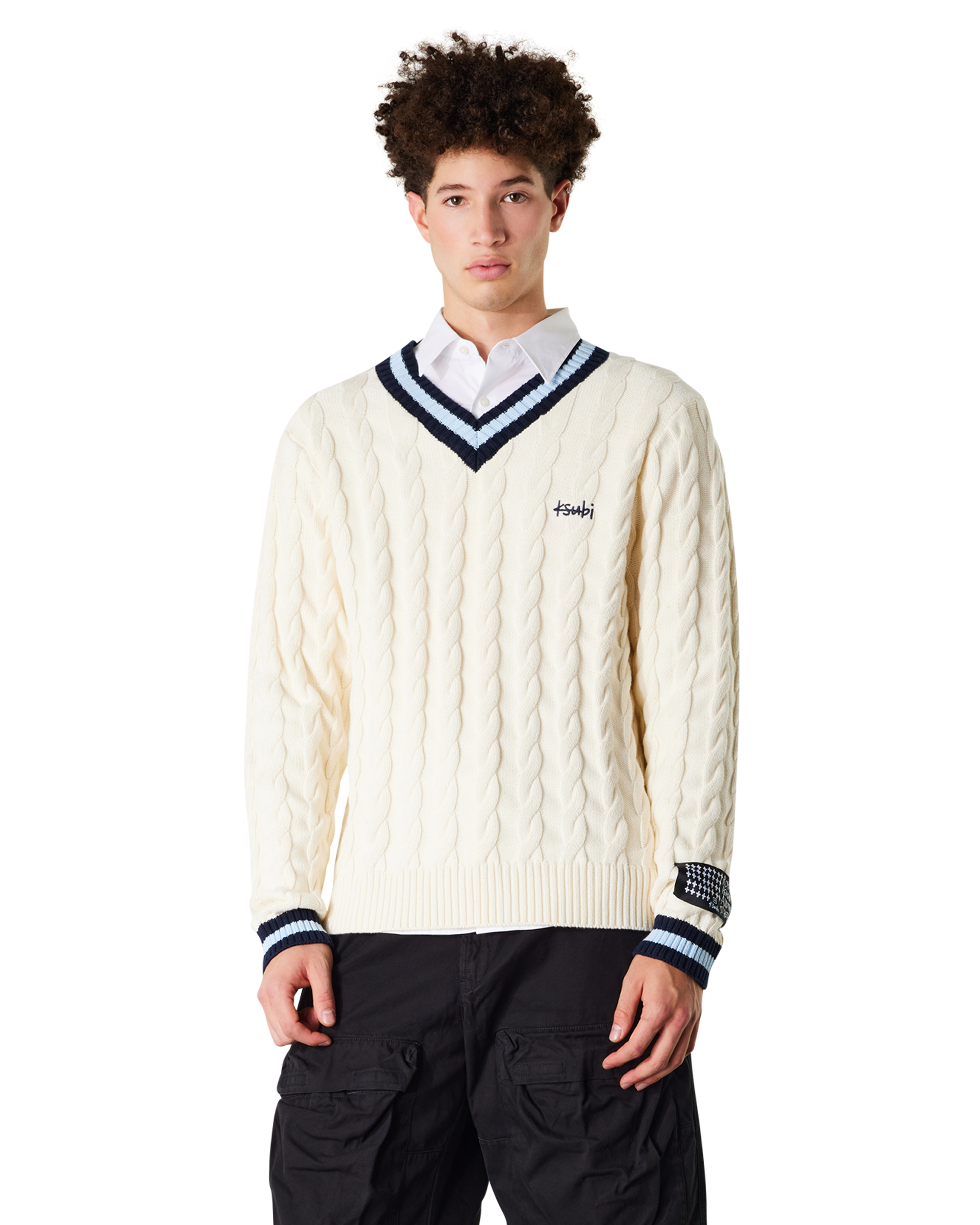 Ksubi Jeans Princeton Cable Knit V-Neck