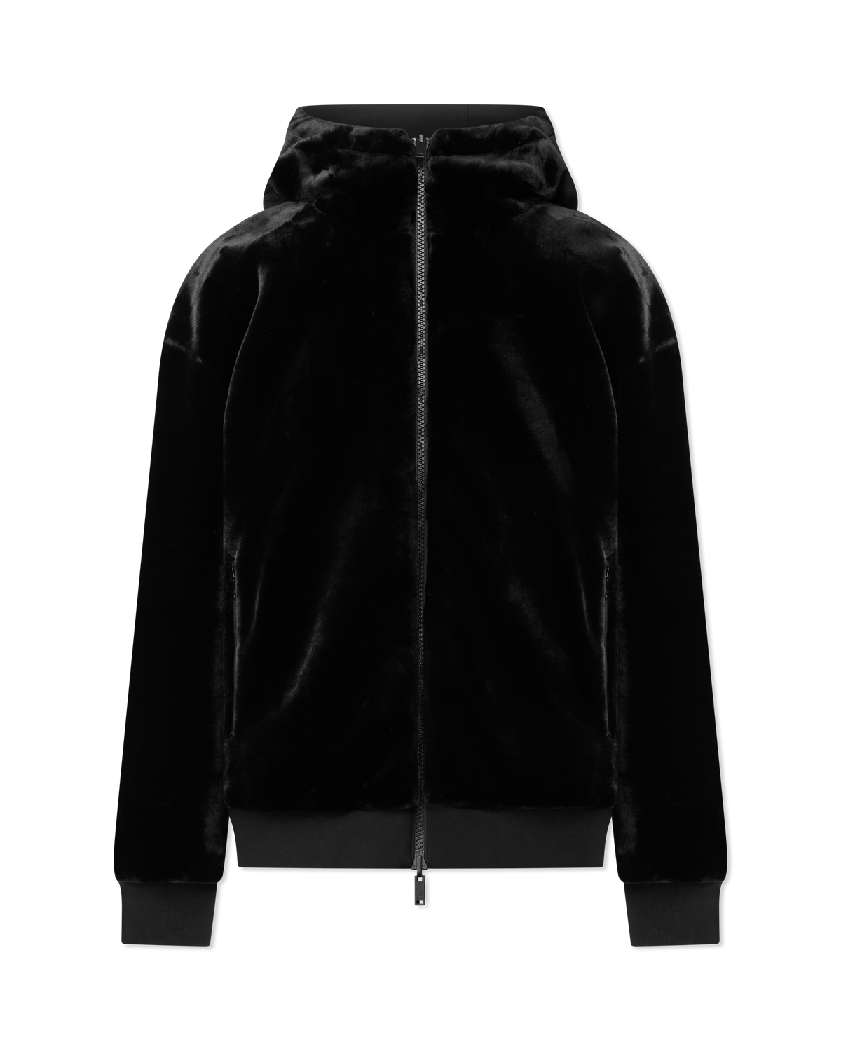 Black/Black Polyester Roland Reversible Bunny Hoodie by Moose Knuckles | DIHSAN