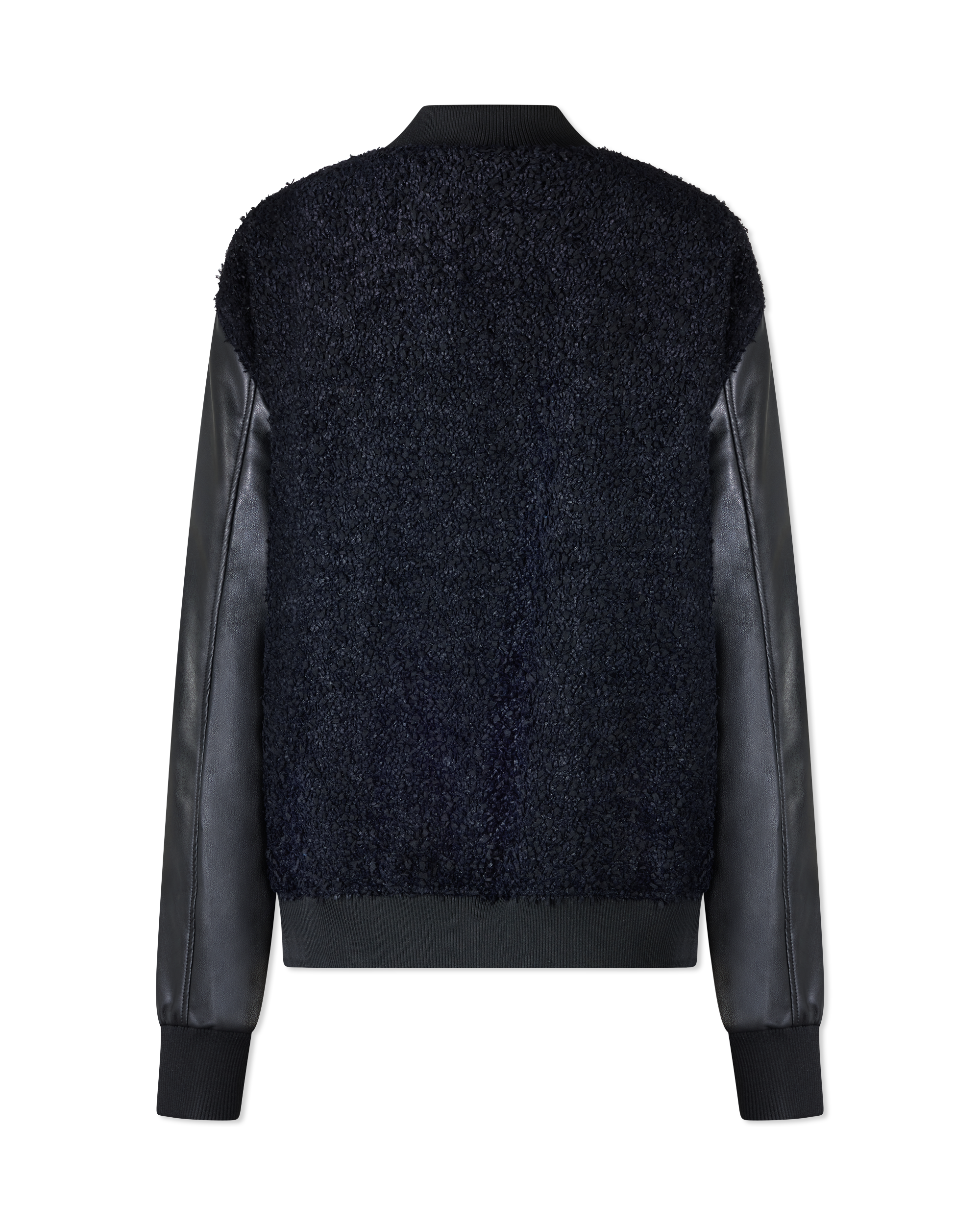 Tweed And Faux Leather Varsity Jacket