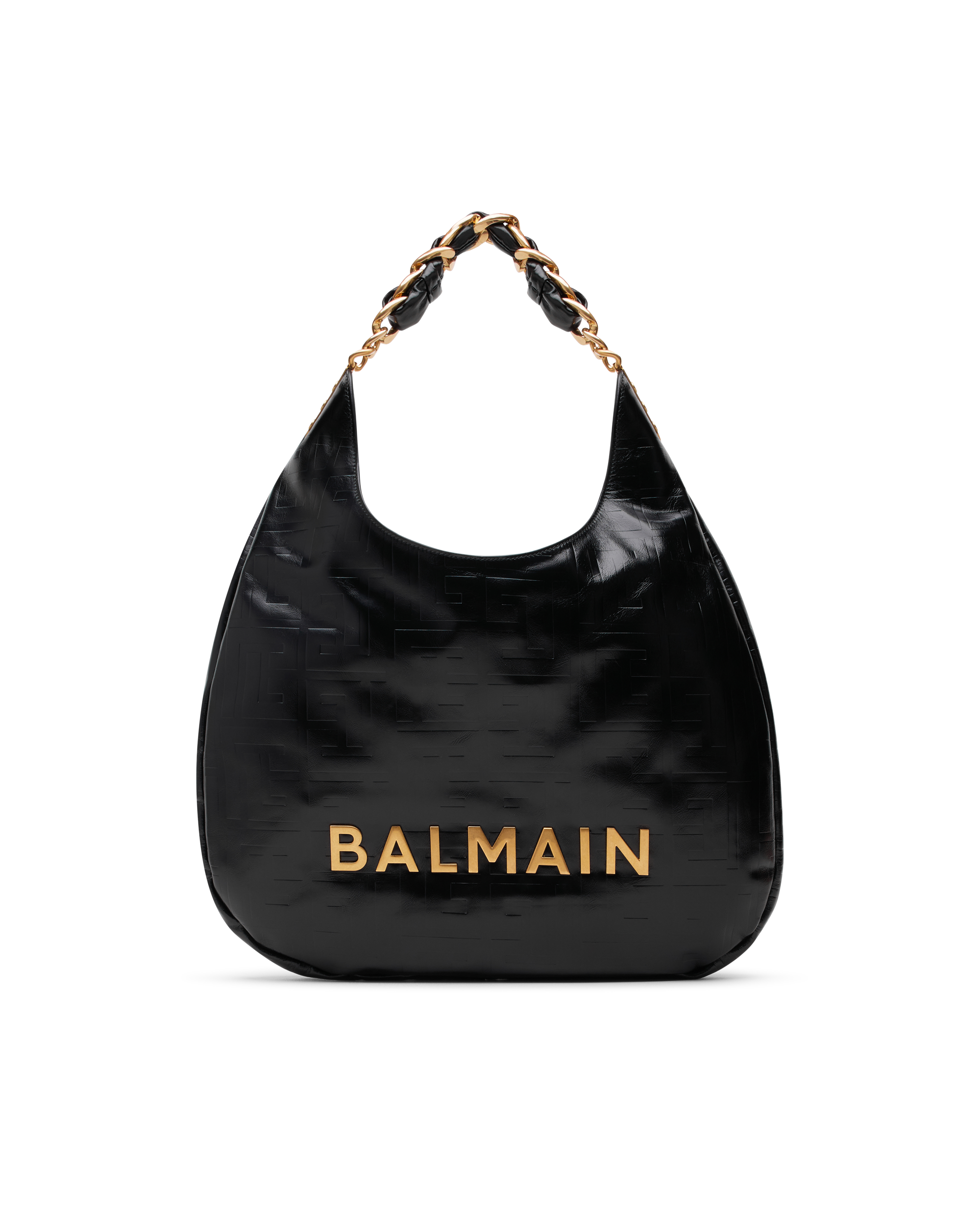 1945 Monogrammed Crinkled Leather Hobo Tote Bag