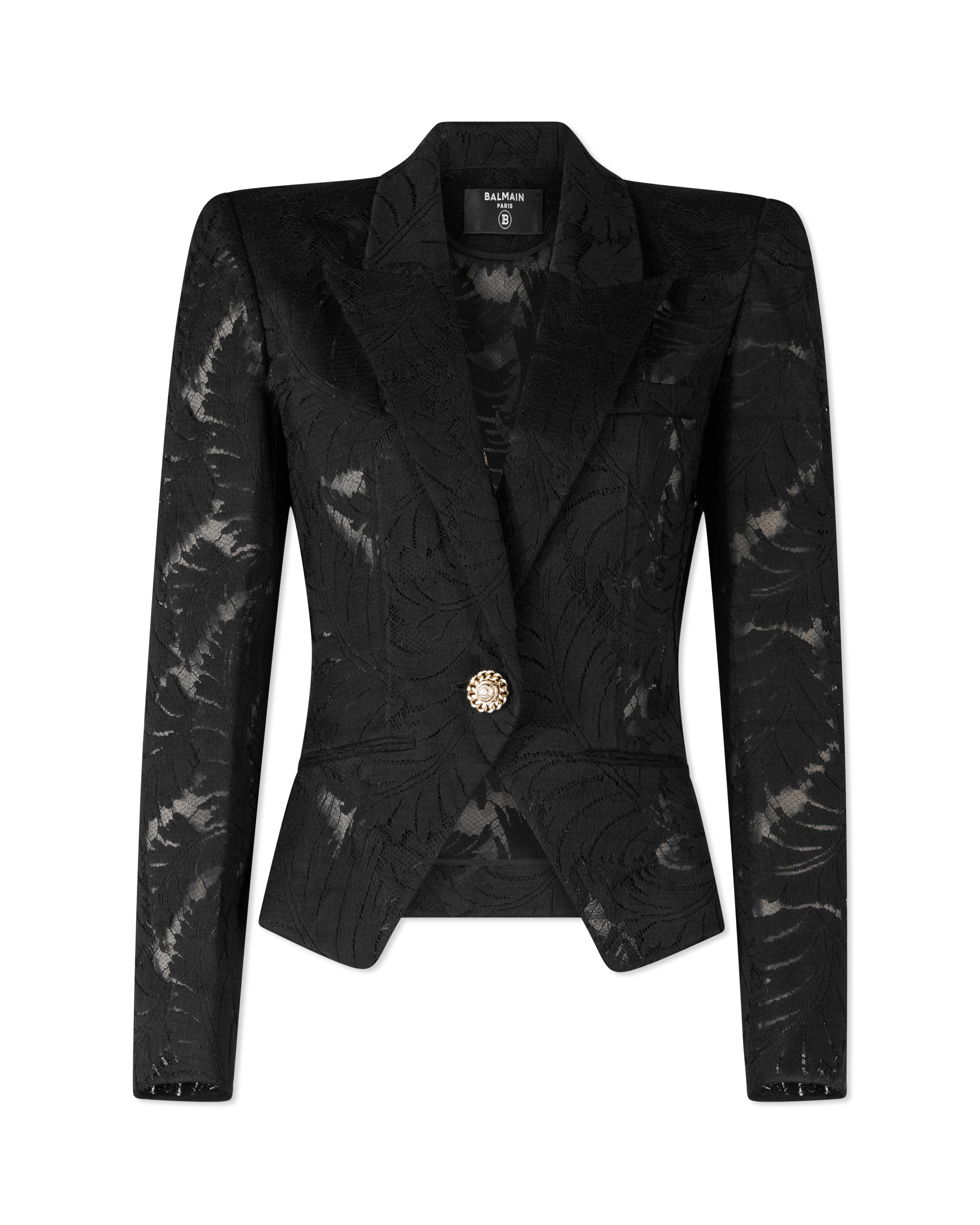 1-Button Fitted Lace Jacket