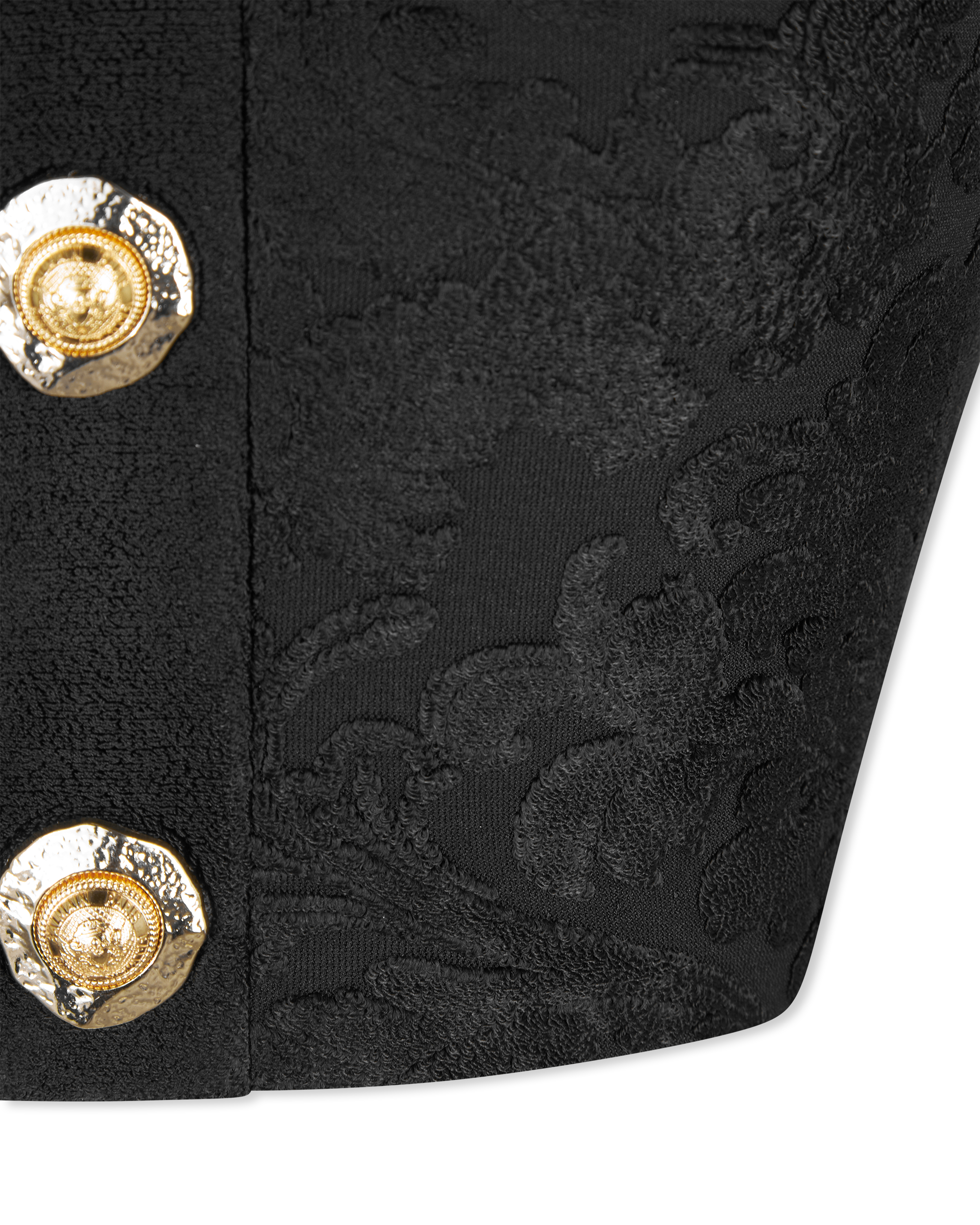 Bouclé Baroque Pattern Buttoned Top