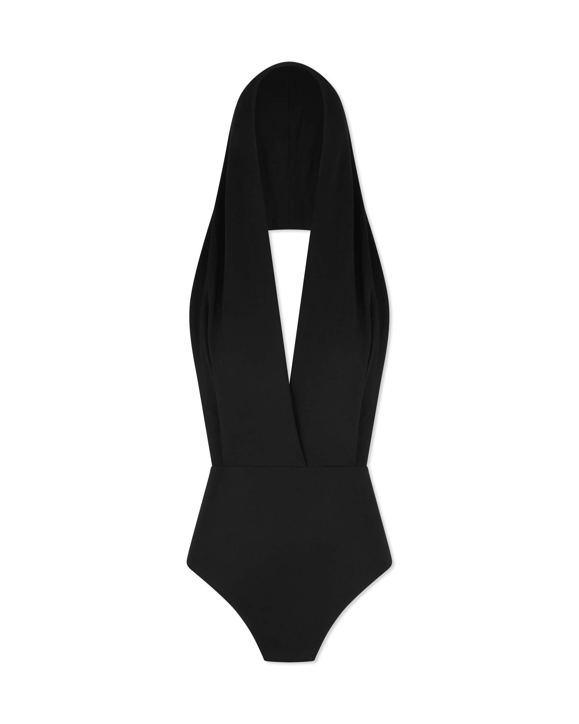 Draped Bodysuit With Hood