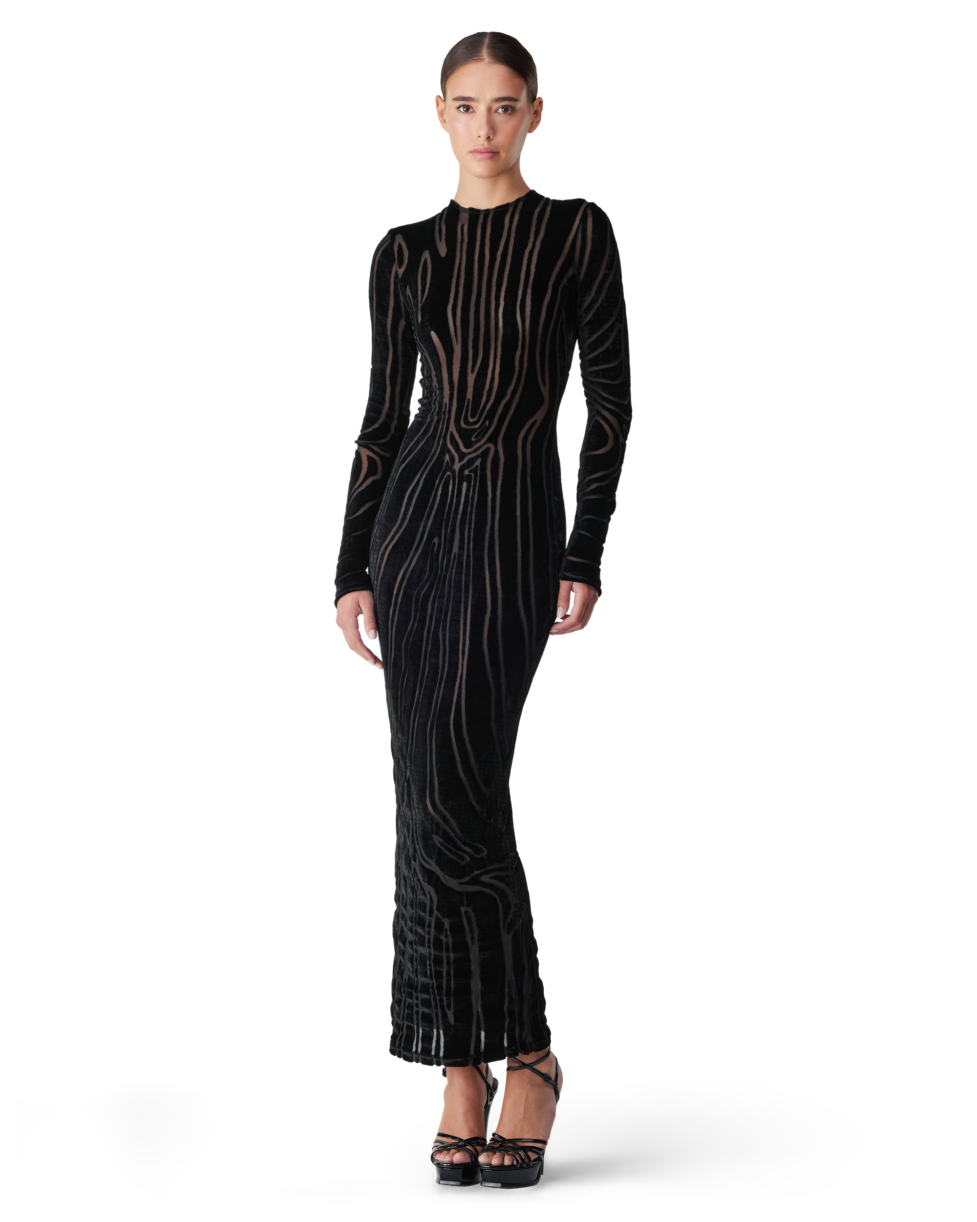 Black Viscose Blend Zebra-Print Velvet Dress by Balmain | DIHSAN