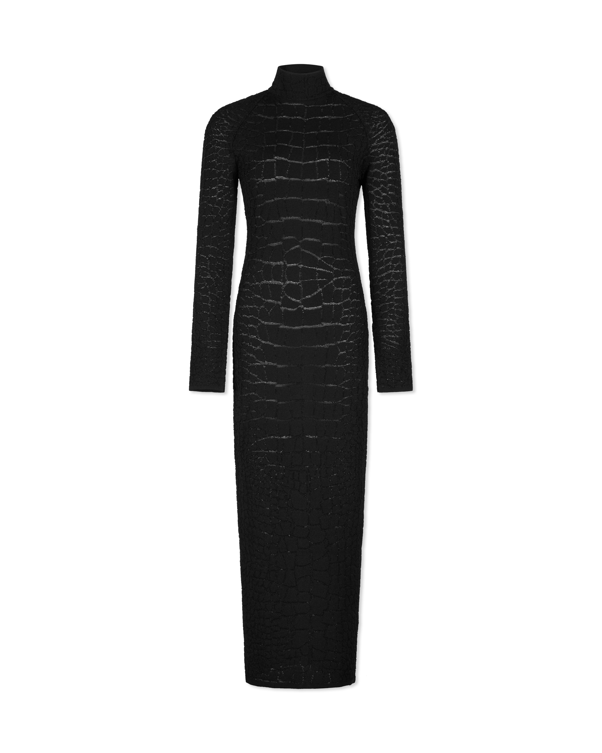 Croc-Effect Knit Open-Back Maxi Dress