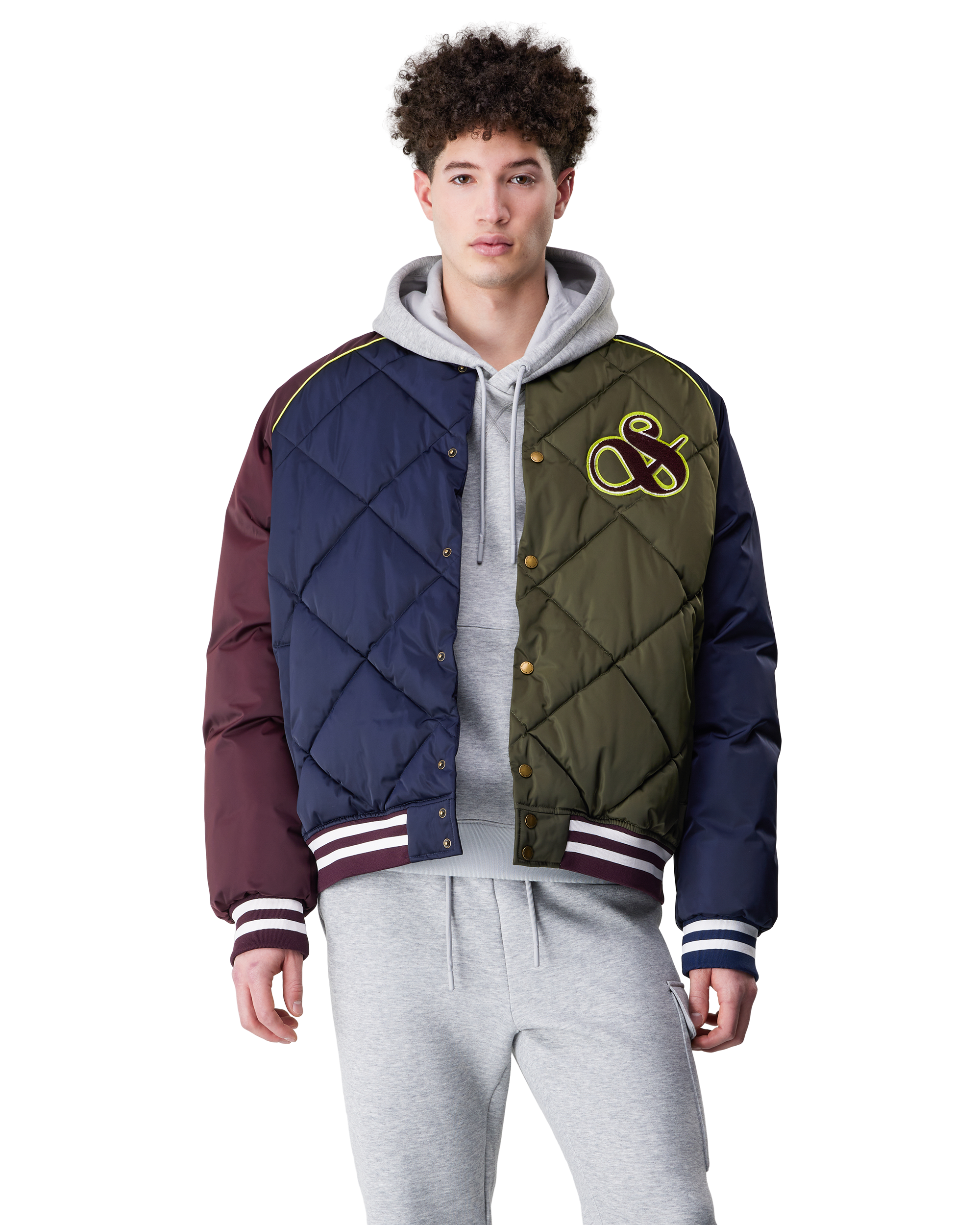 Yrachie Quilted Varsity Bomber Jacket