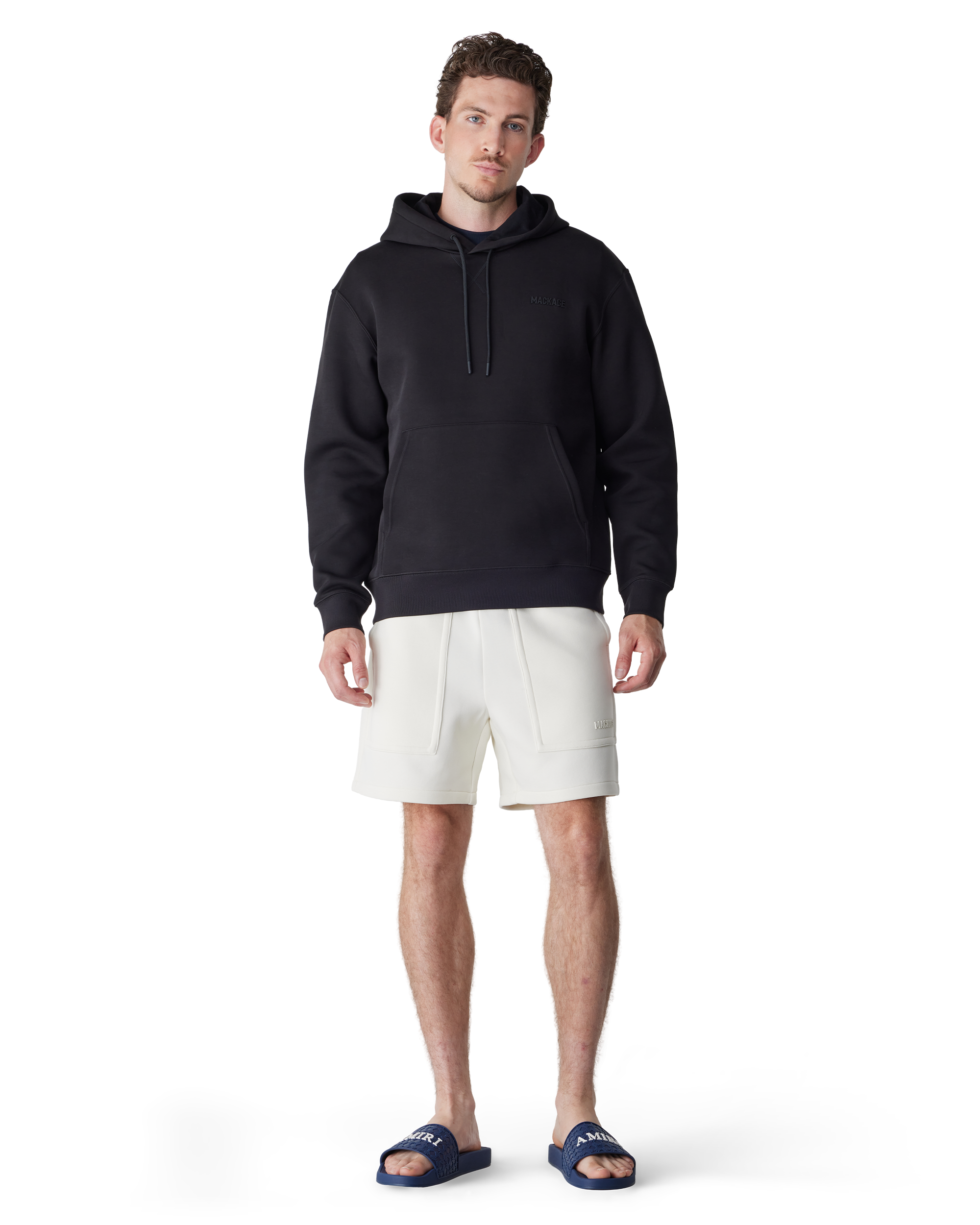 Black Cotton Blend Kolton-Z Double-Face Jersey Logo Hoodie by Mackage | DIHSAN