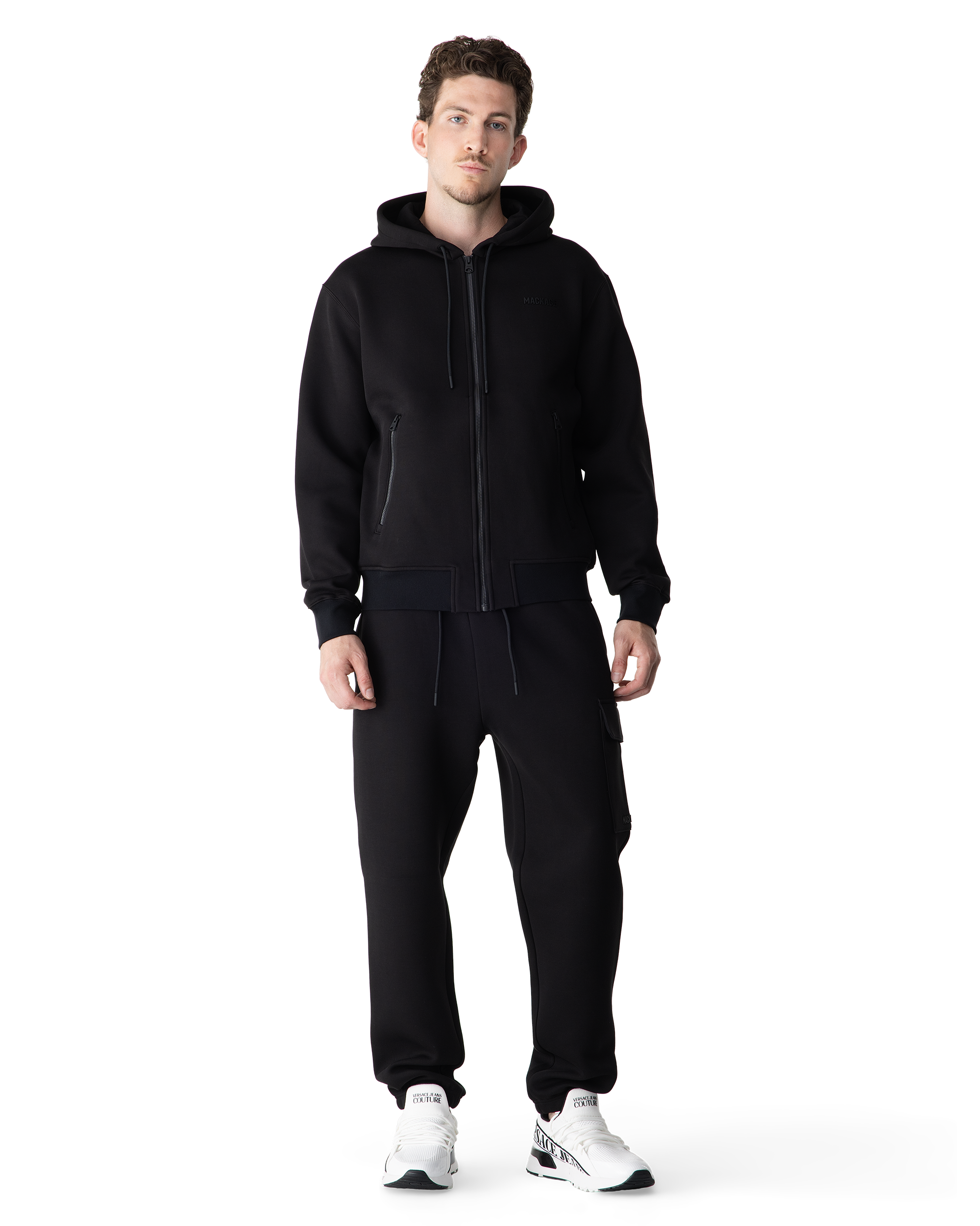 Black Marvin-R Double Face Jersey Cargo Sweatpants by Mackage | DIHSAN
