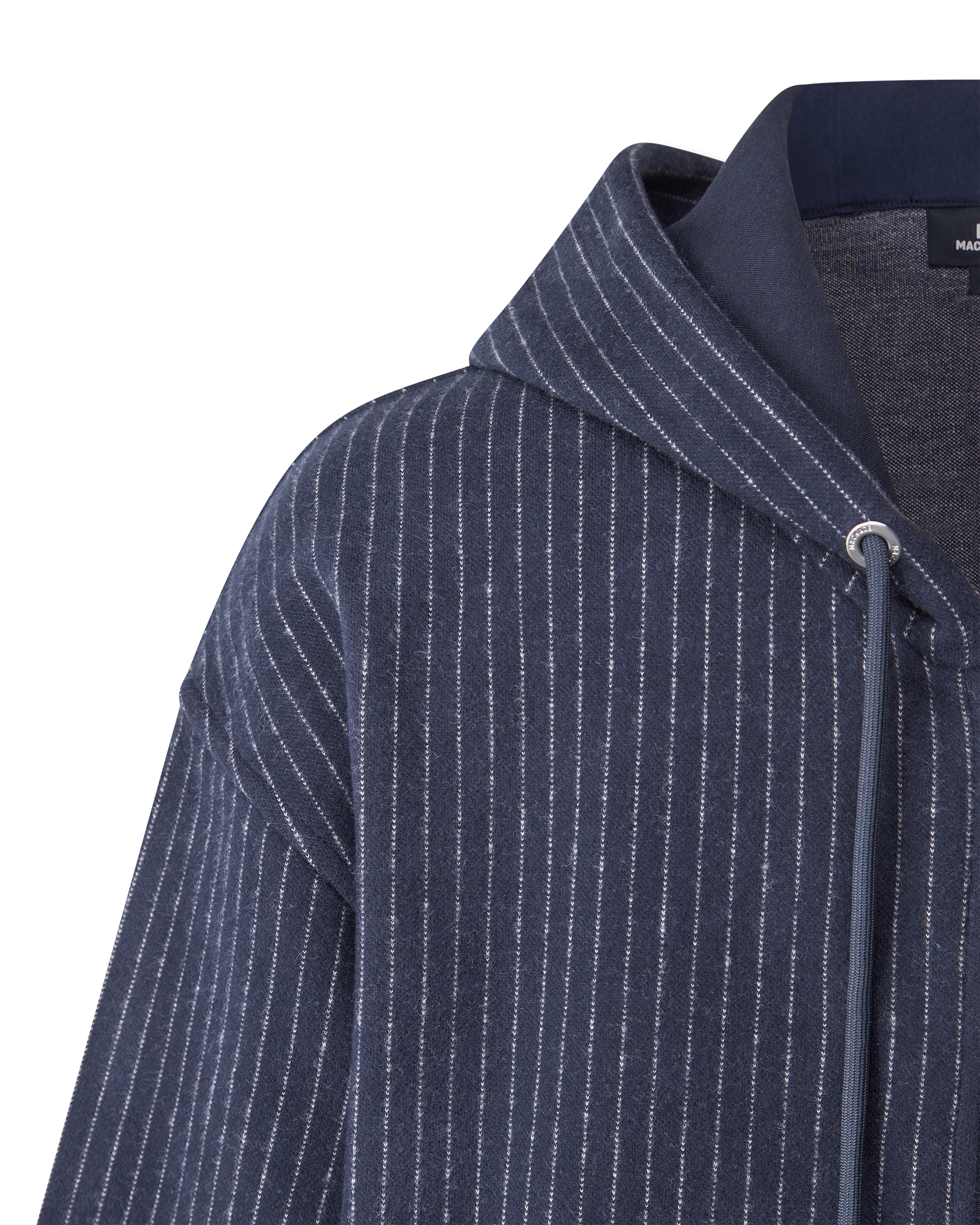 Navy/Cream Organic Ledger-K Brushed Knit Hoodie by Mackage | DIHSAN