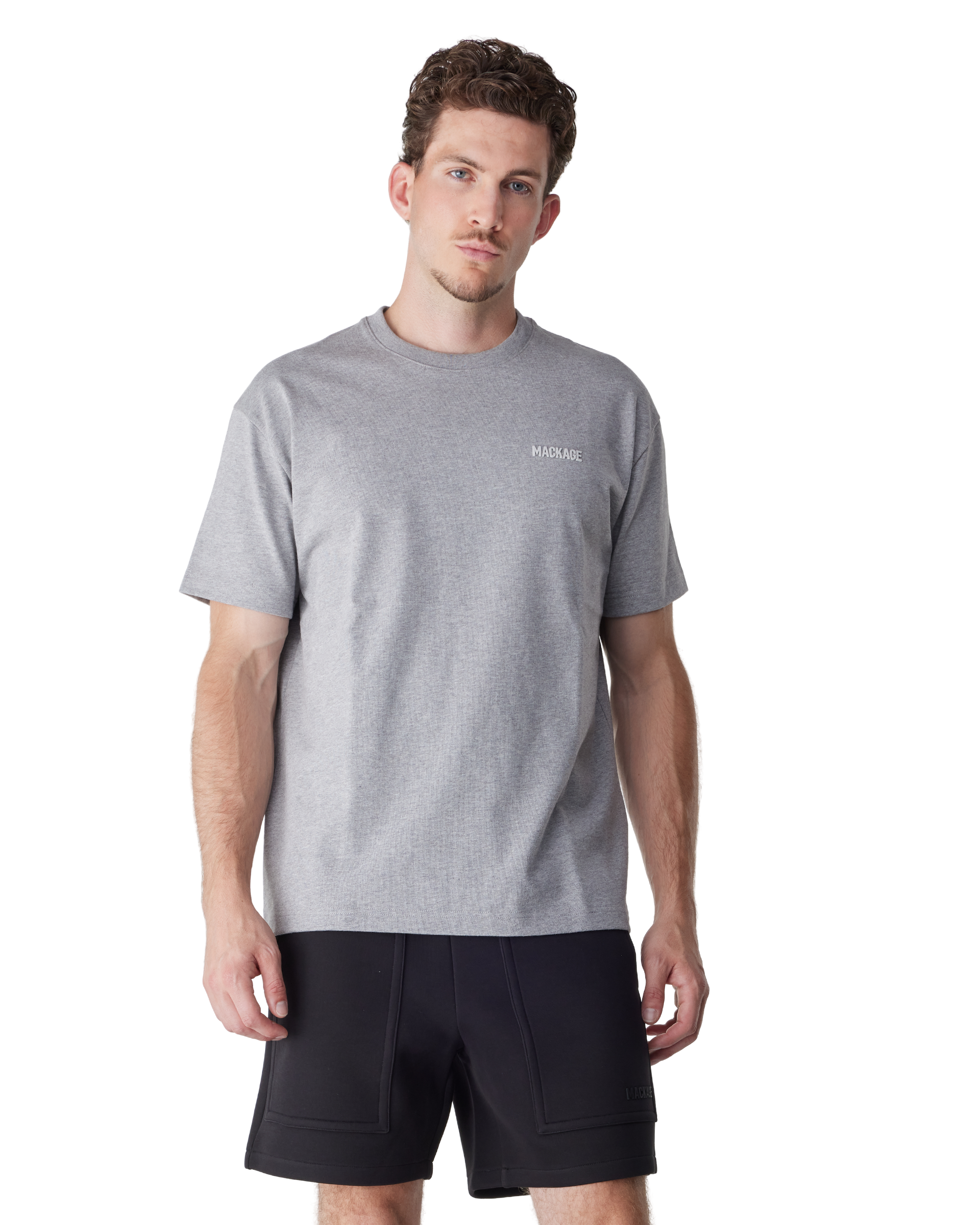 Light Grey Organic Cotton Silicone Logo Tee-R Tee-Shirt by Mackage | DIHSAN