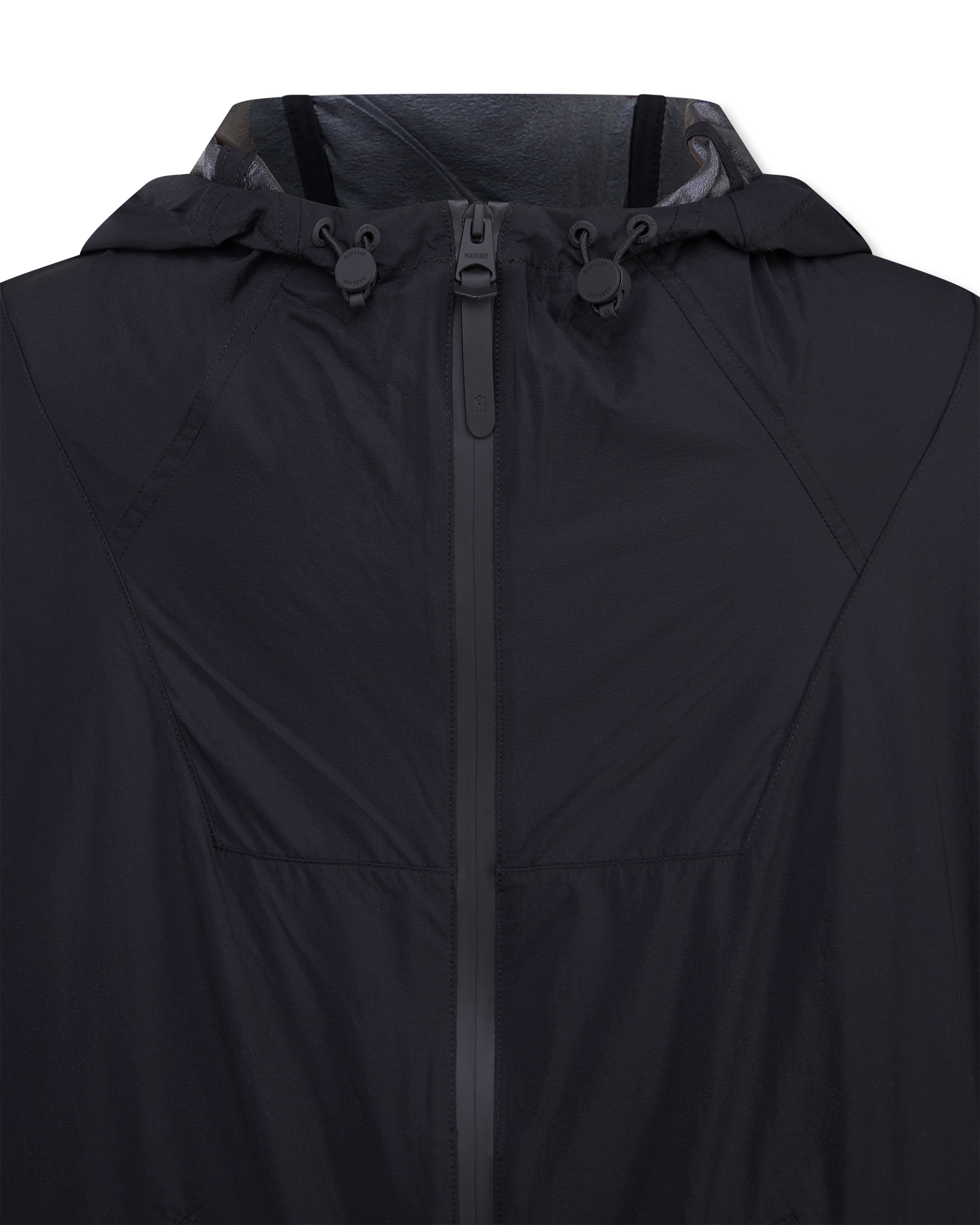 Black Polyamide Reid-SC Packable Rain Jacket by Mackage | DIHSAN