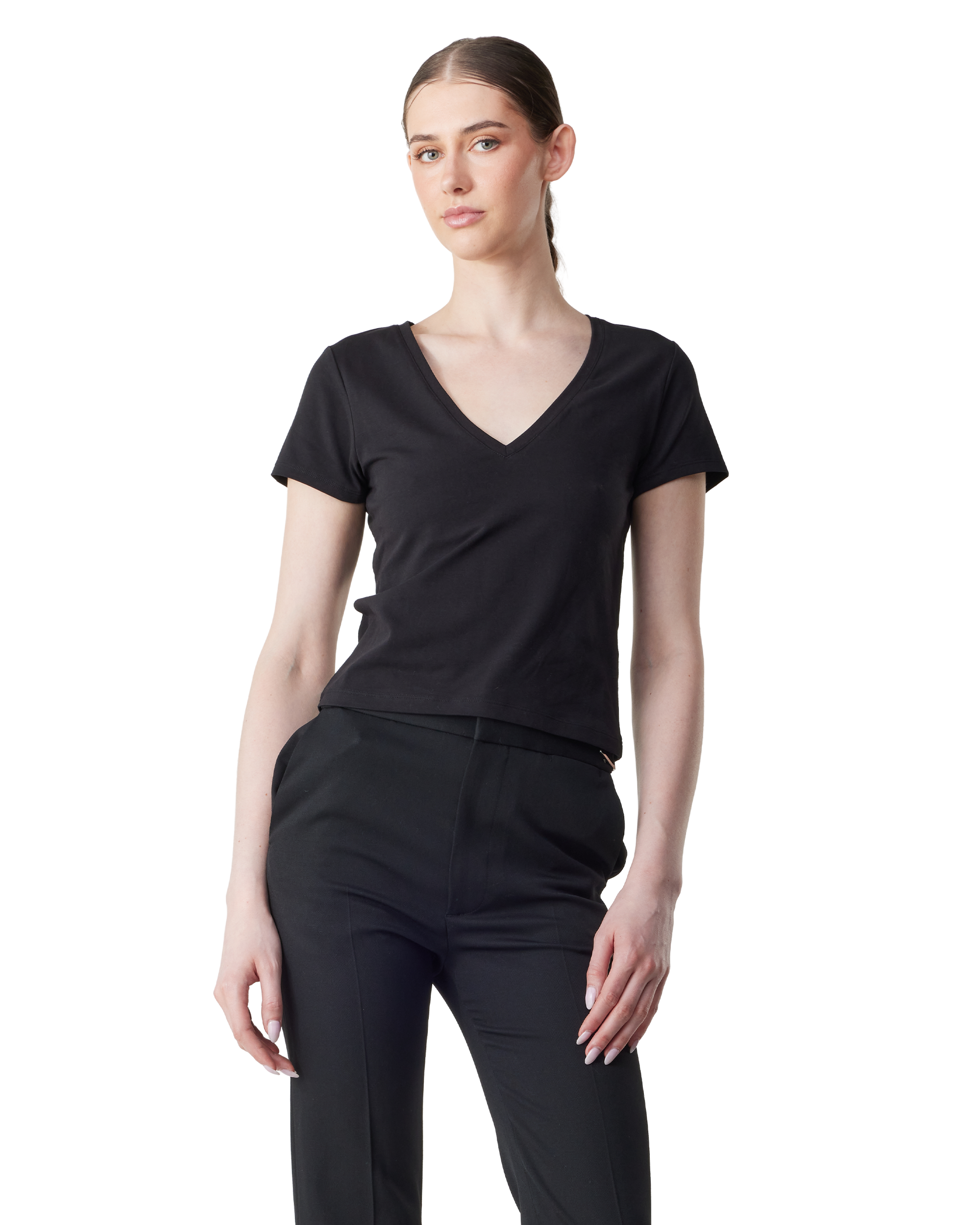 Super Stretch V Neck Baby Tee