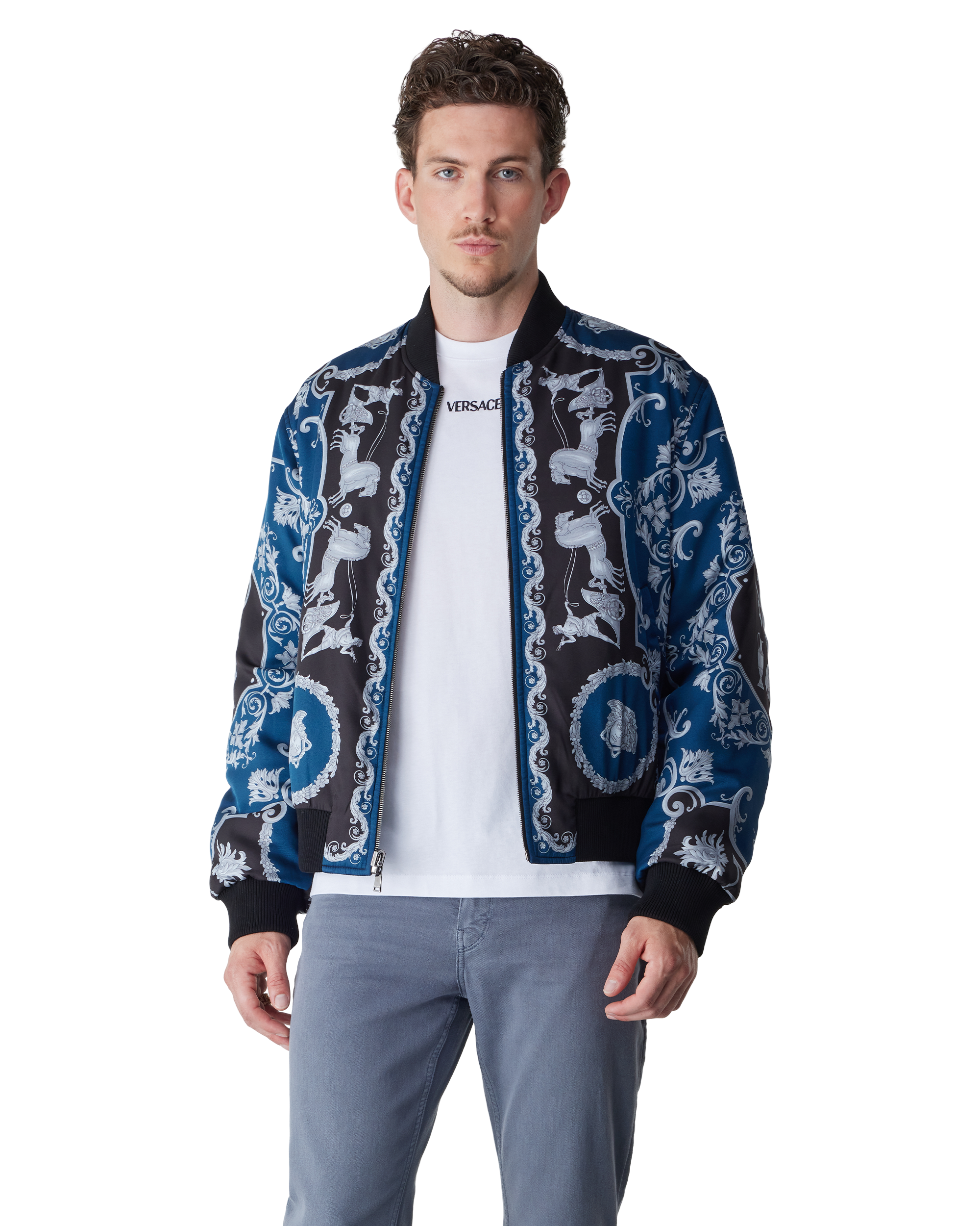 Printed Nylon Reversible Bomber