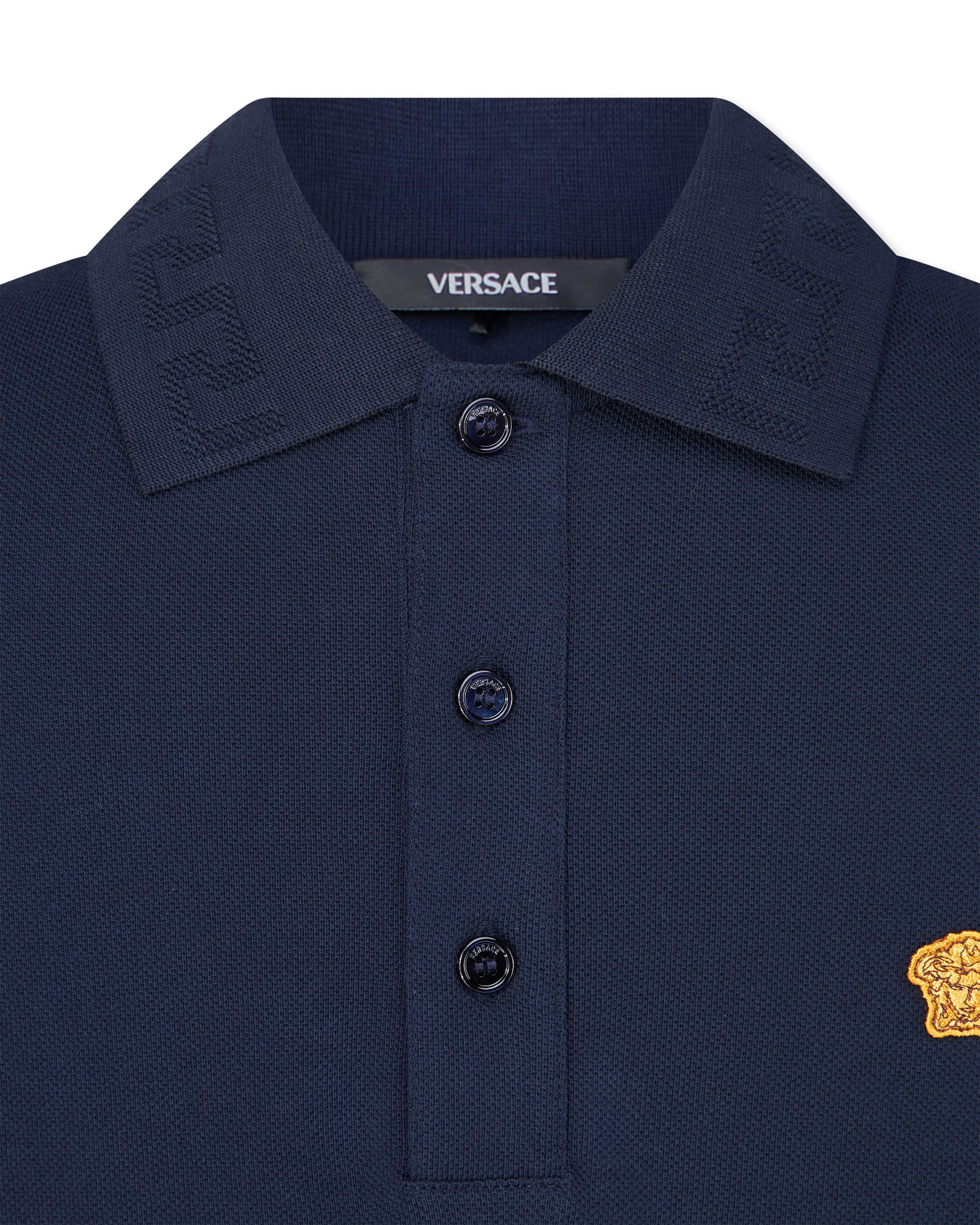 Medusa Embroidered Cotton Piqué Polo