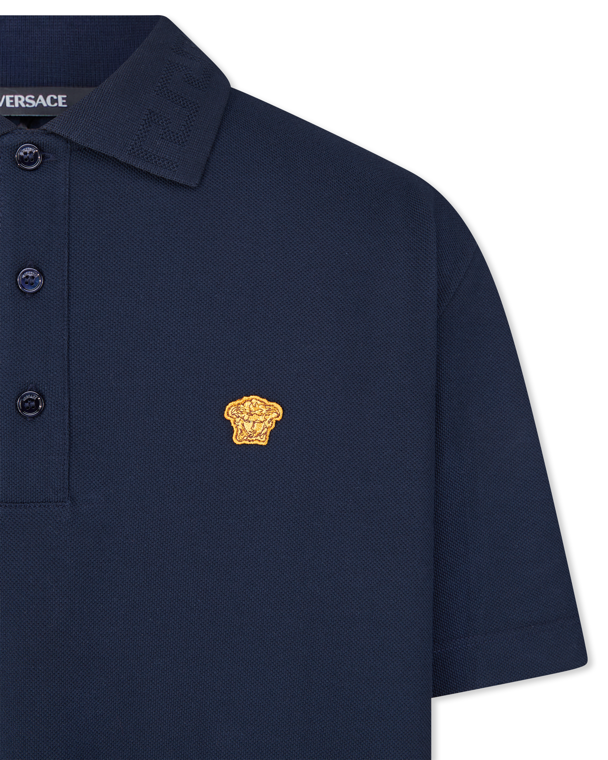Medusa Embroidered Cotton Piqué Polo