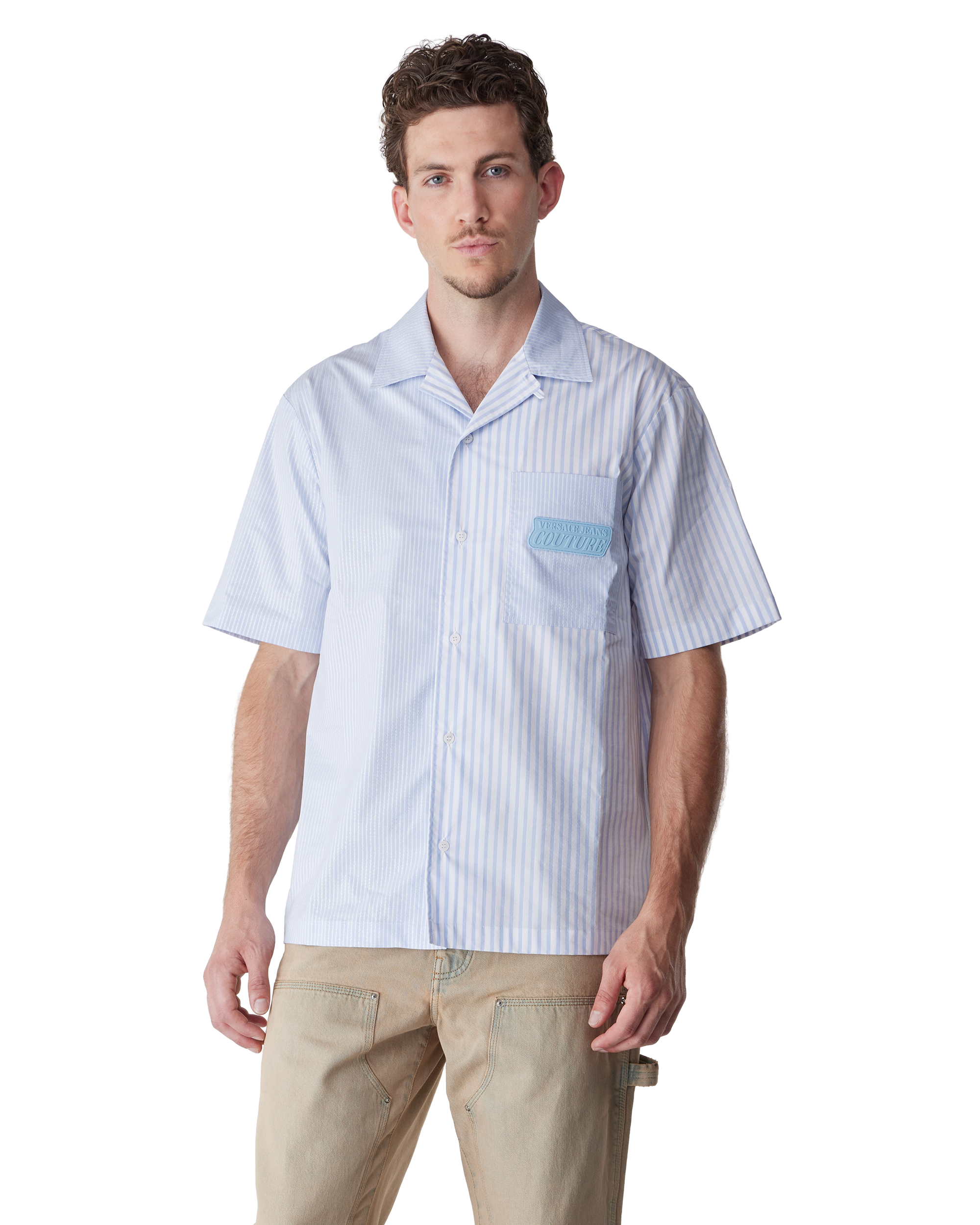 Institutional Logo Patch Striped Shirt