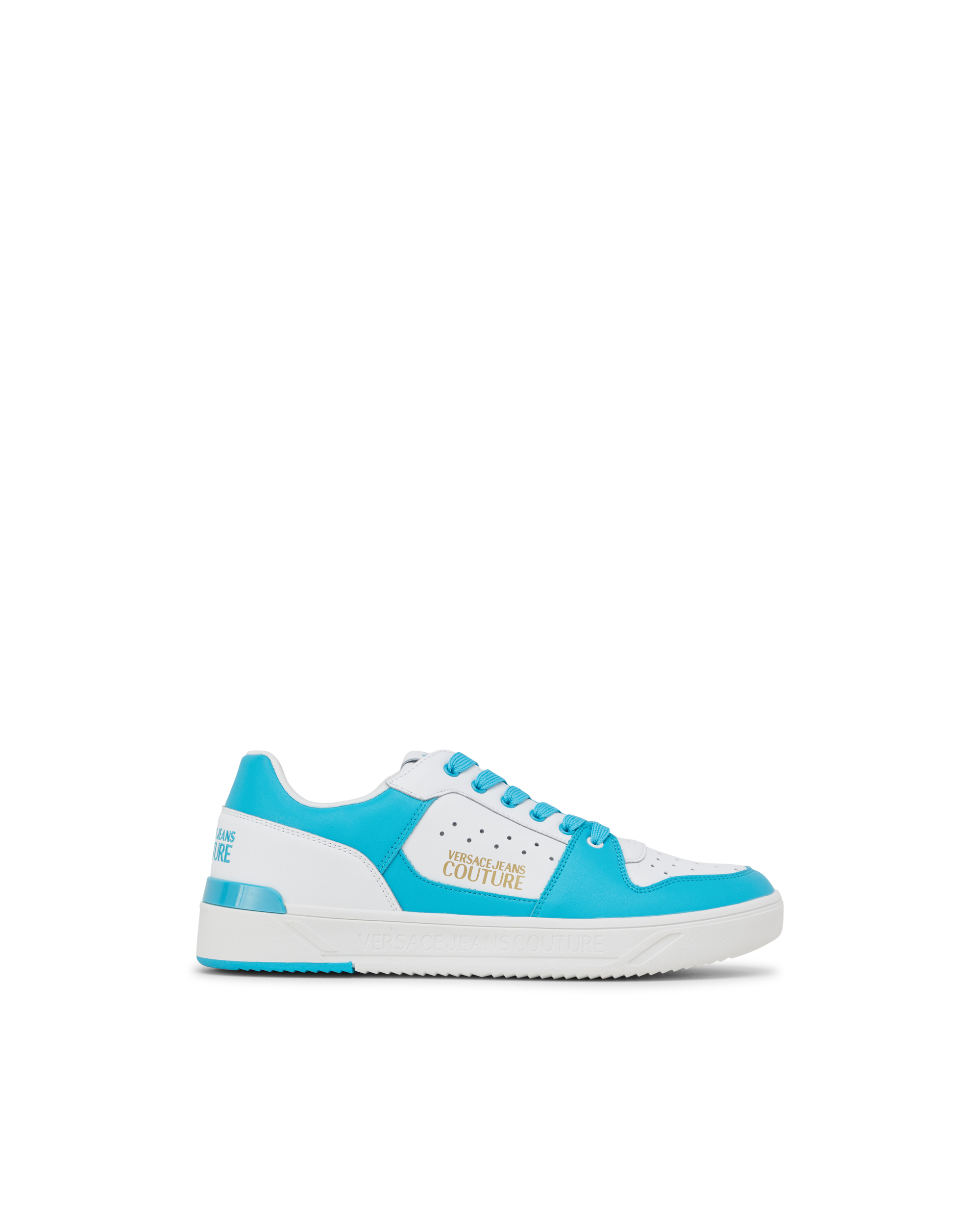 Two-Tone Leather Logo Sneakers