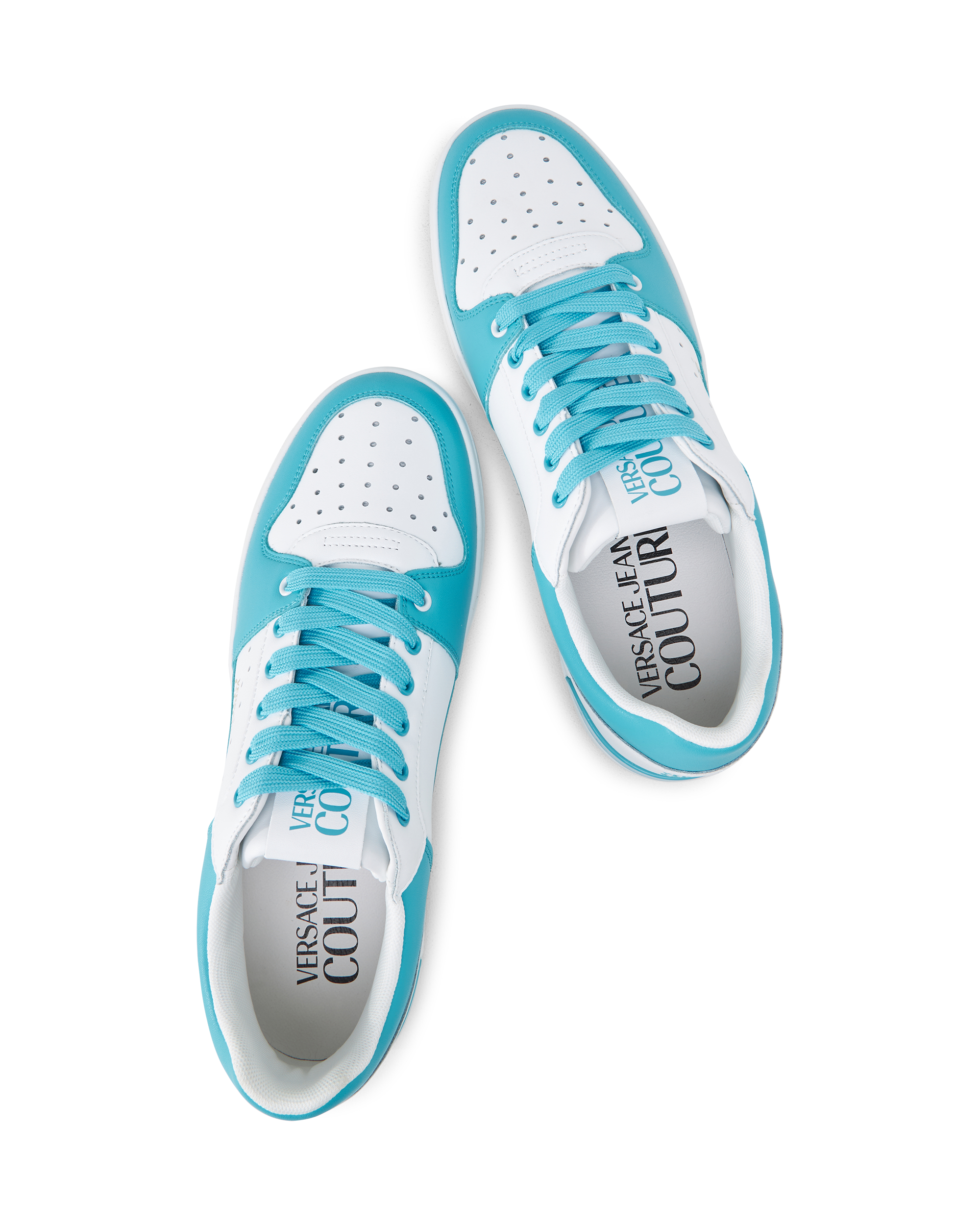 Two-Tone Leather Logo Sneakers