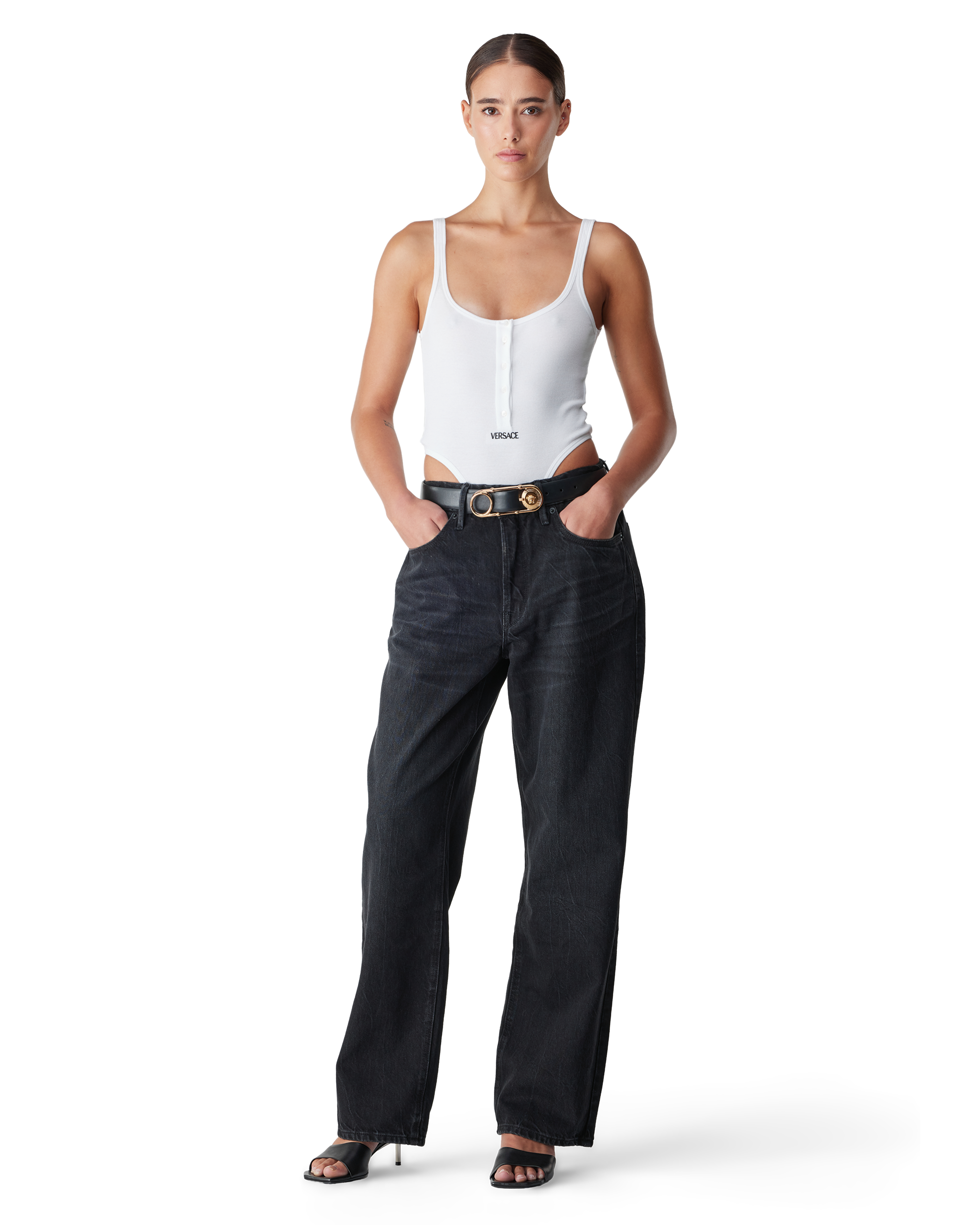 Logo-Detail Button-Up Bodysuit