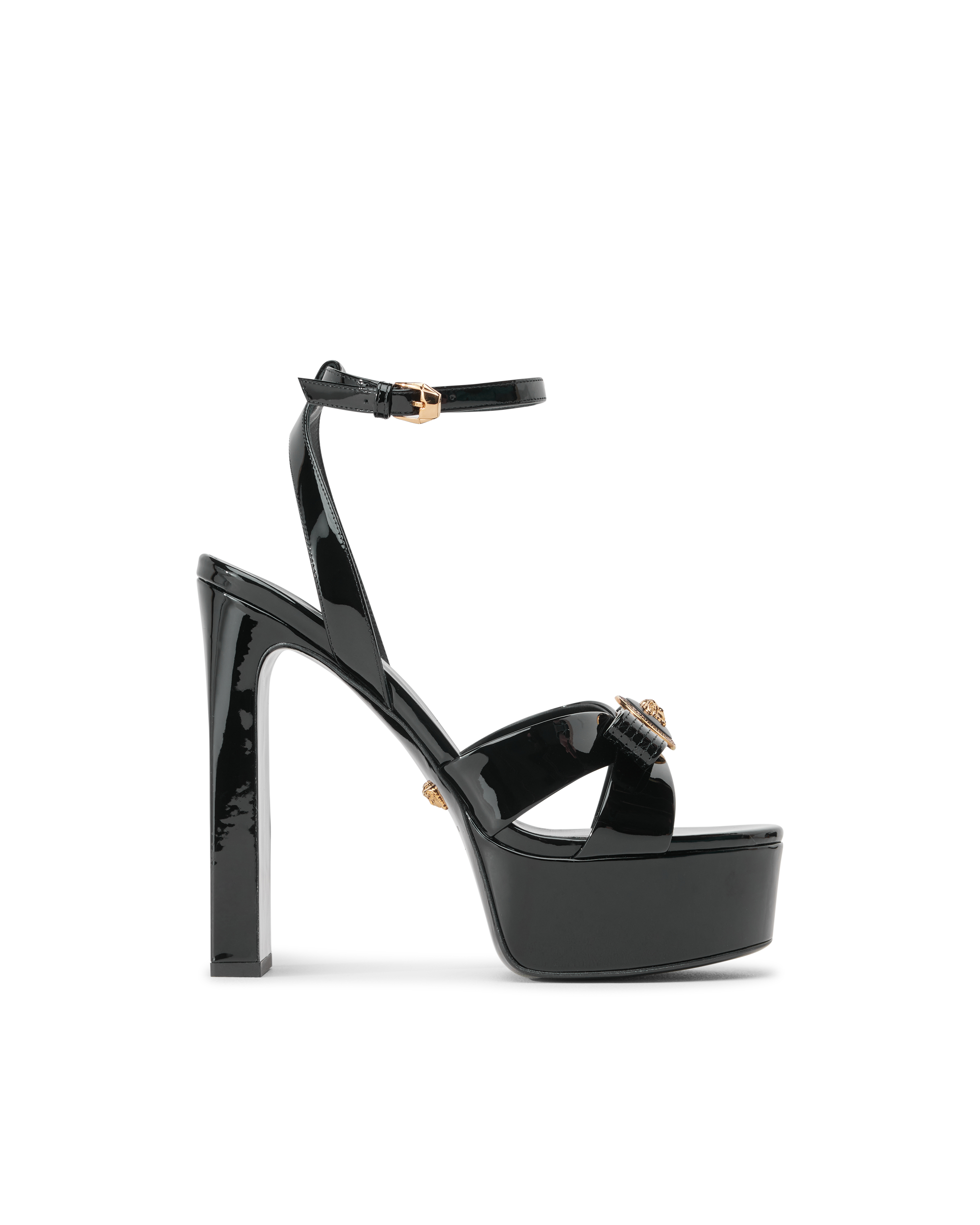 Gianni Ribbon Patent Sandals 140 mm