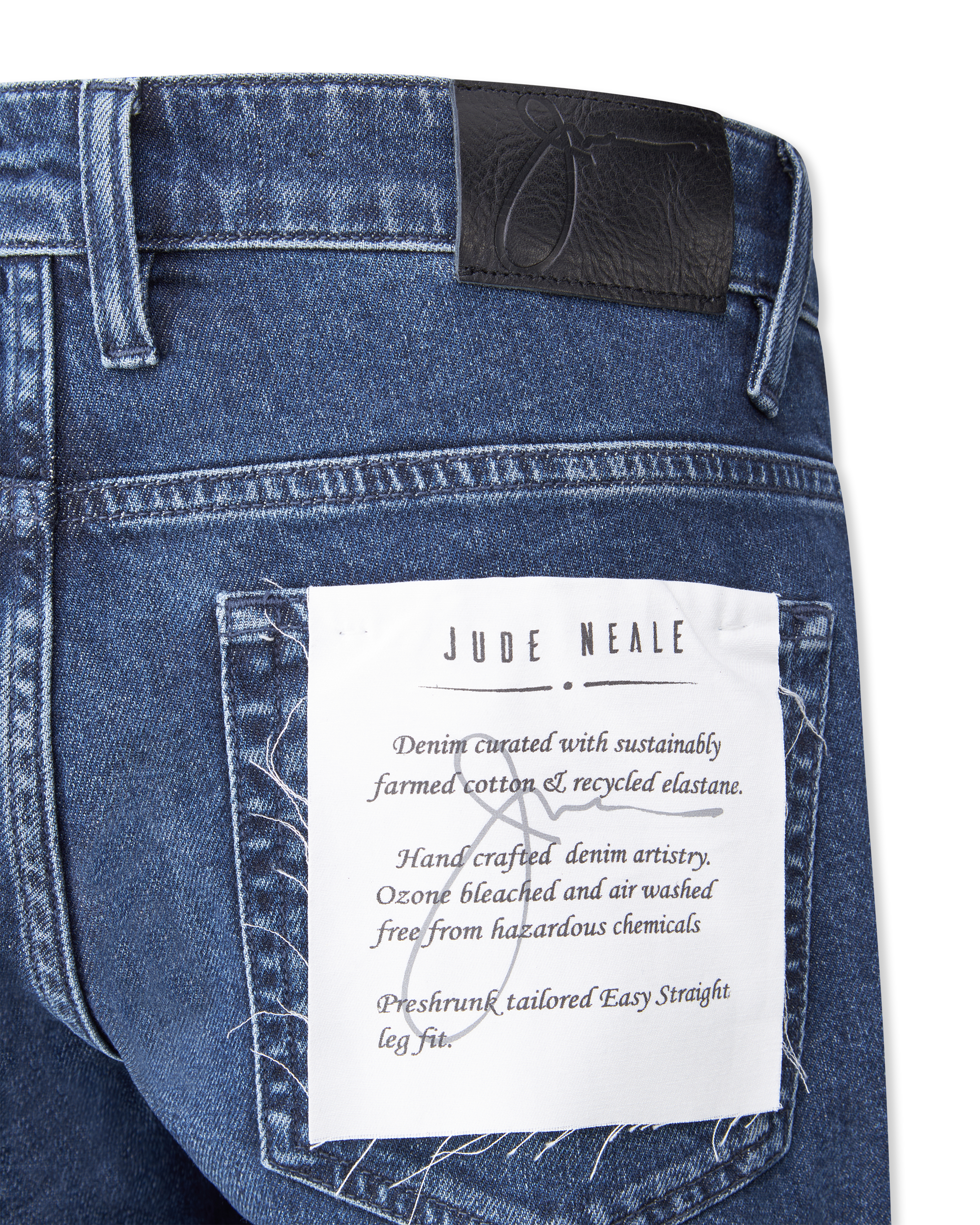 Blue Cotton Blend Bowie Aegean Easy Straight Fit by Jude Neale | DIHSAN