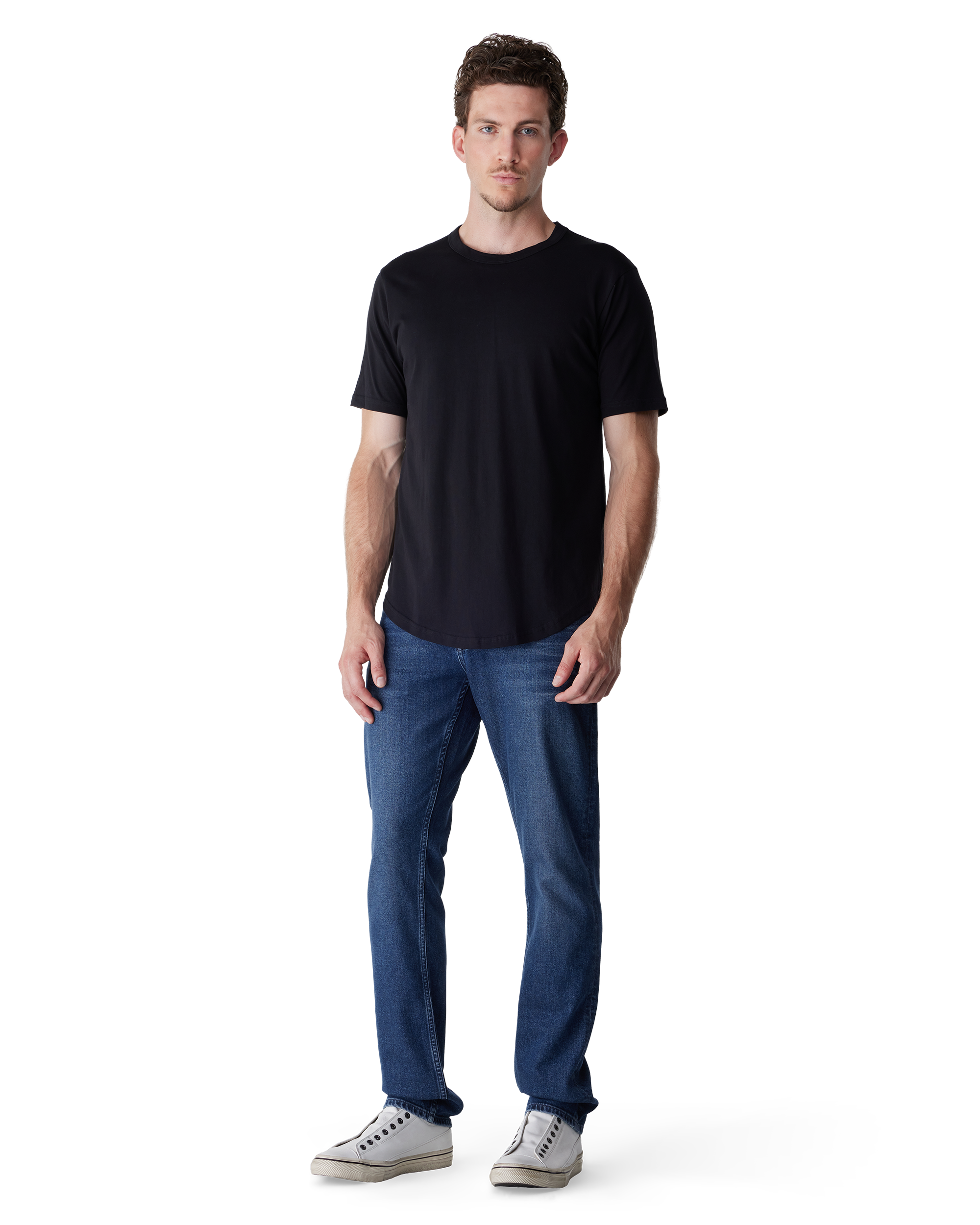 Blue Cotton Blend Bowie Aegean Easy Straight Fit by Jude Neale | DIHSAN
