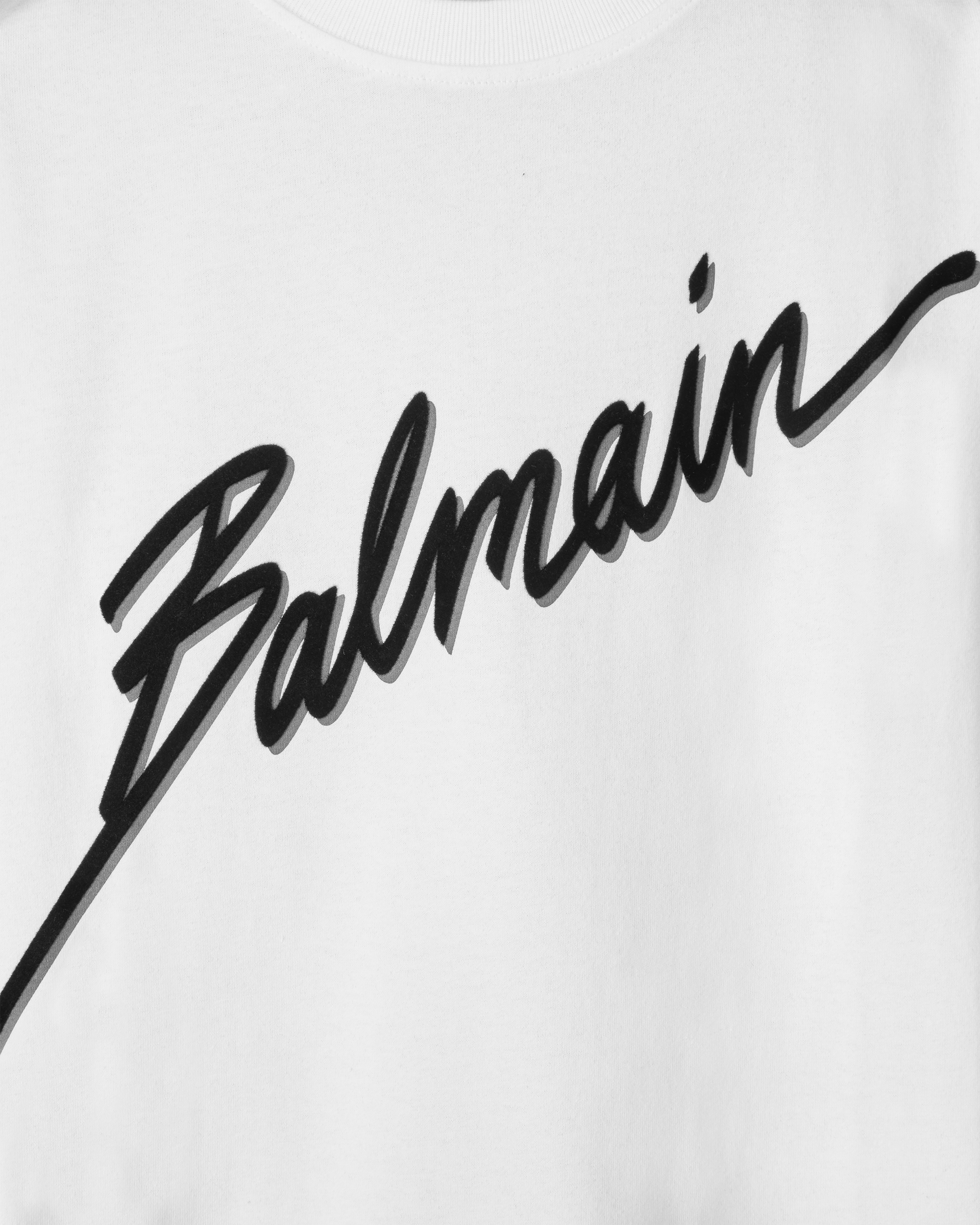 Flocked Balmain Letter Logo T-Shirt