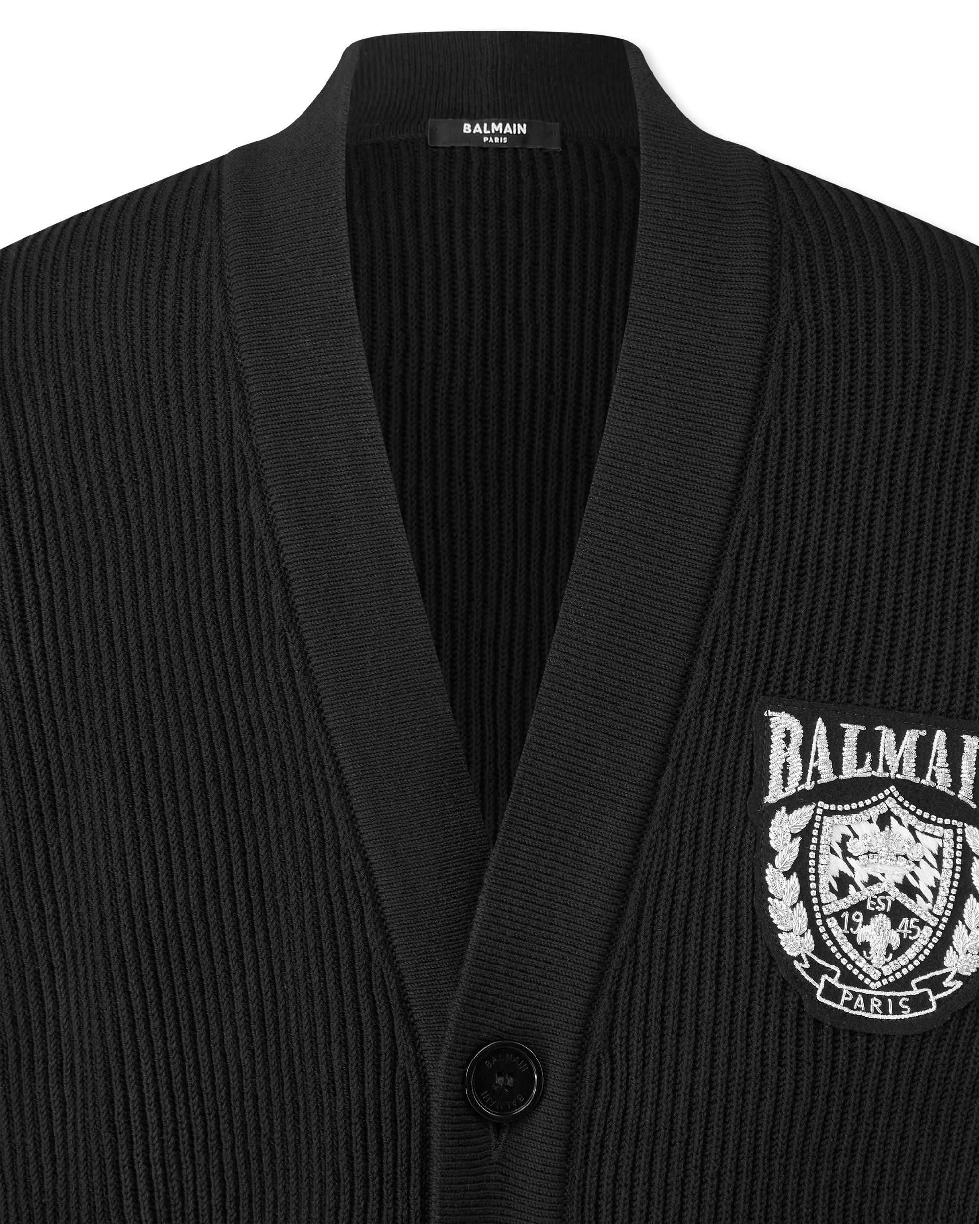 Balmain Patch Cable Knit Cardigan