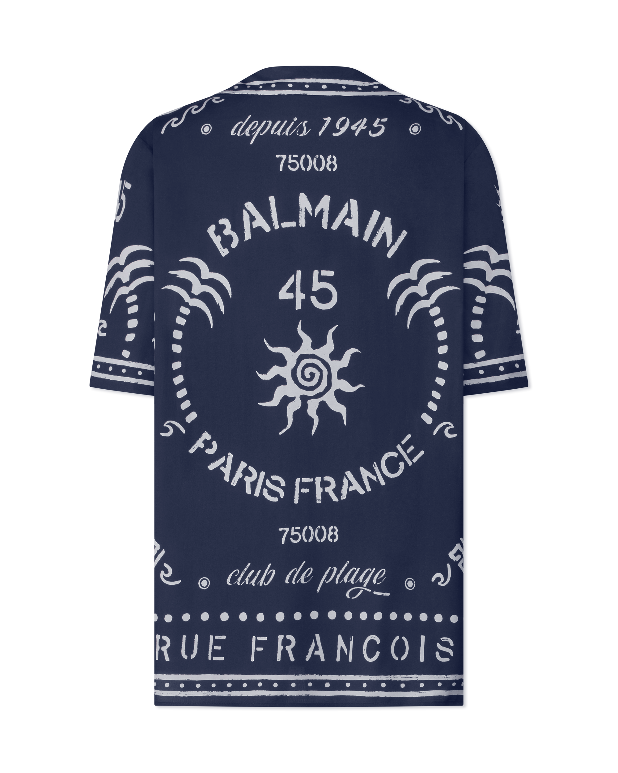 Marine/Beige Viscose Club Printed Pyjama Shirt by Balmain | DIHSAN