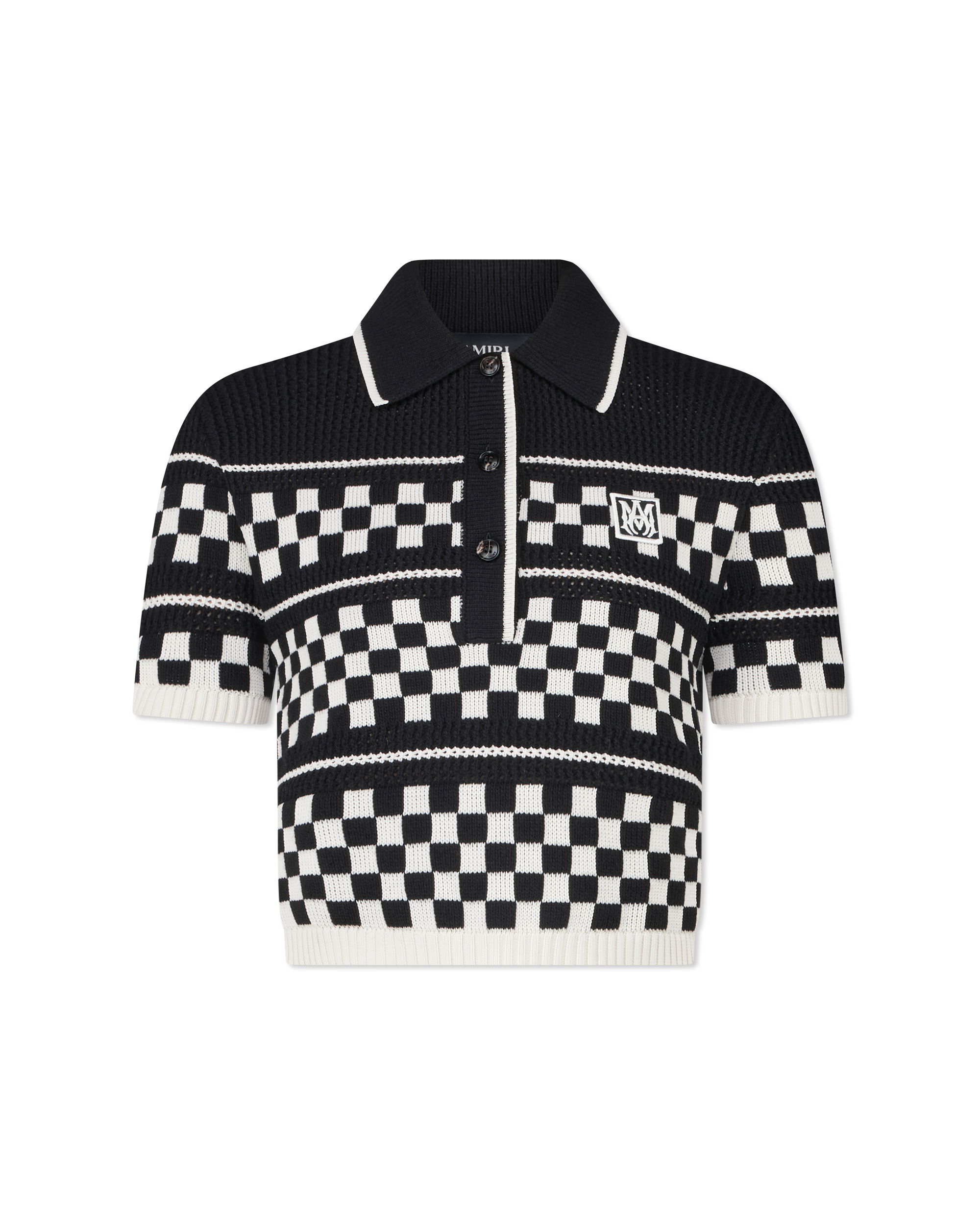 Checkered Wool Polo Sweater