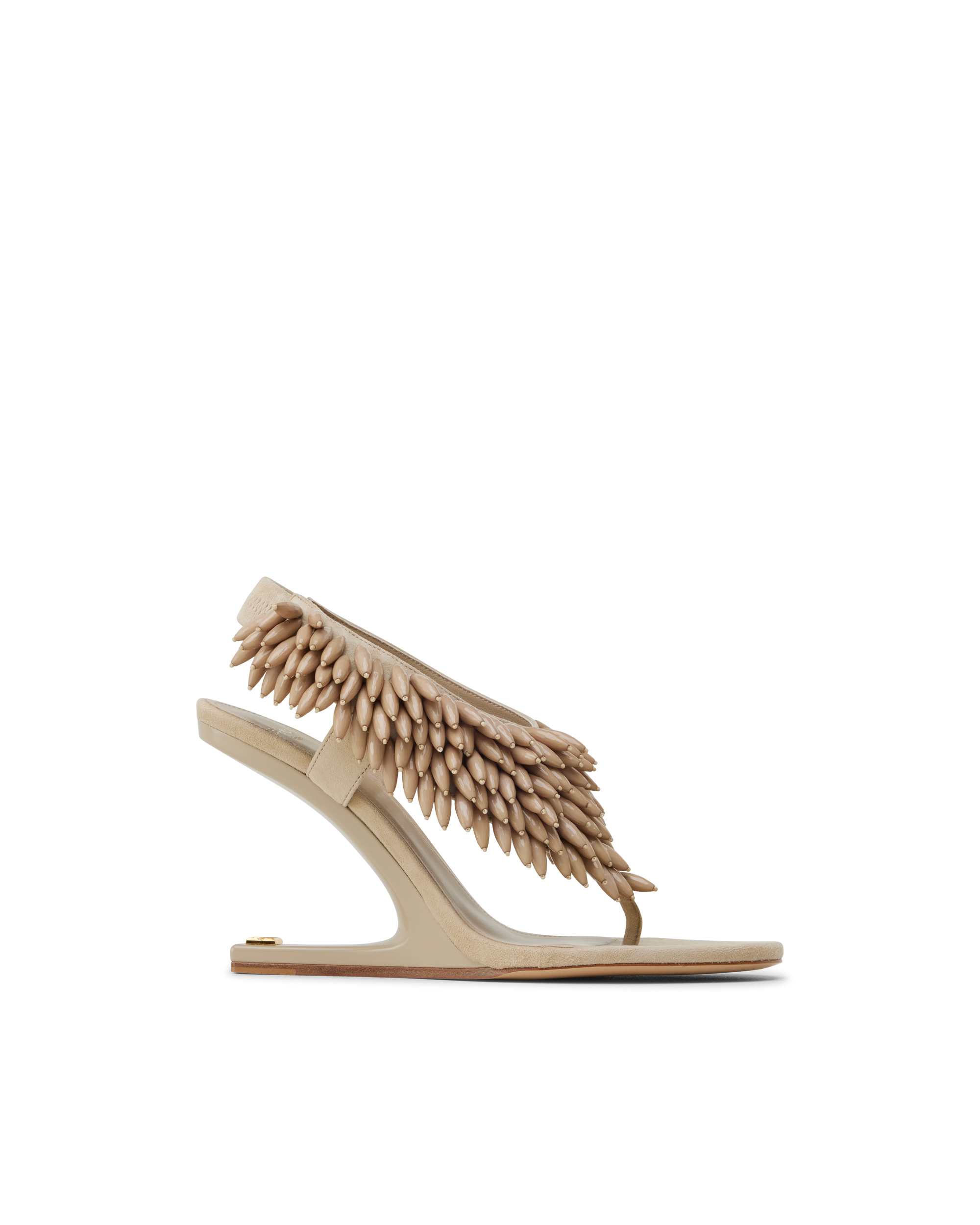 No Wedge Beaded Suede Sandals