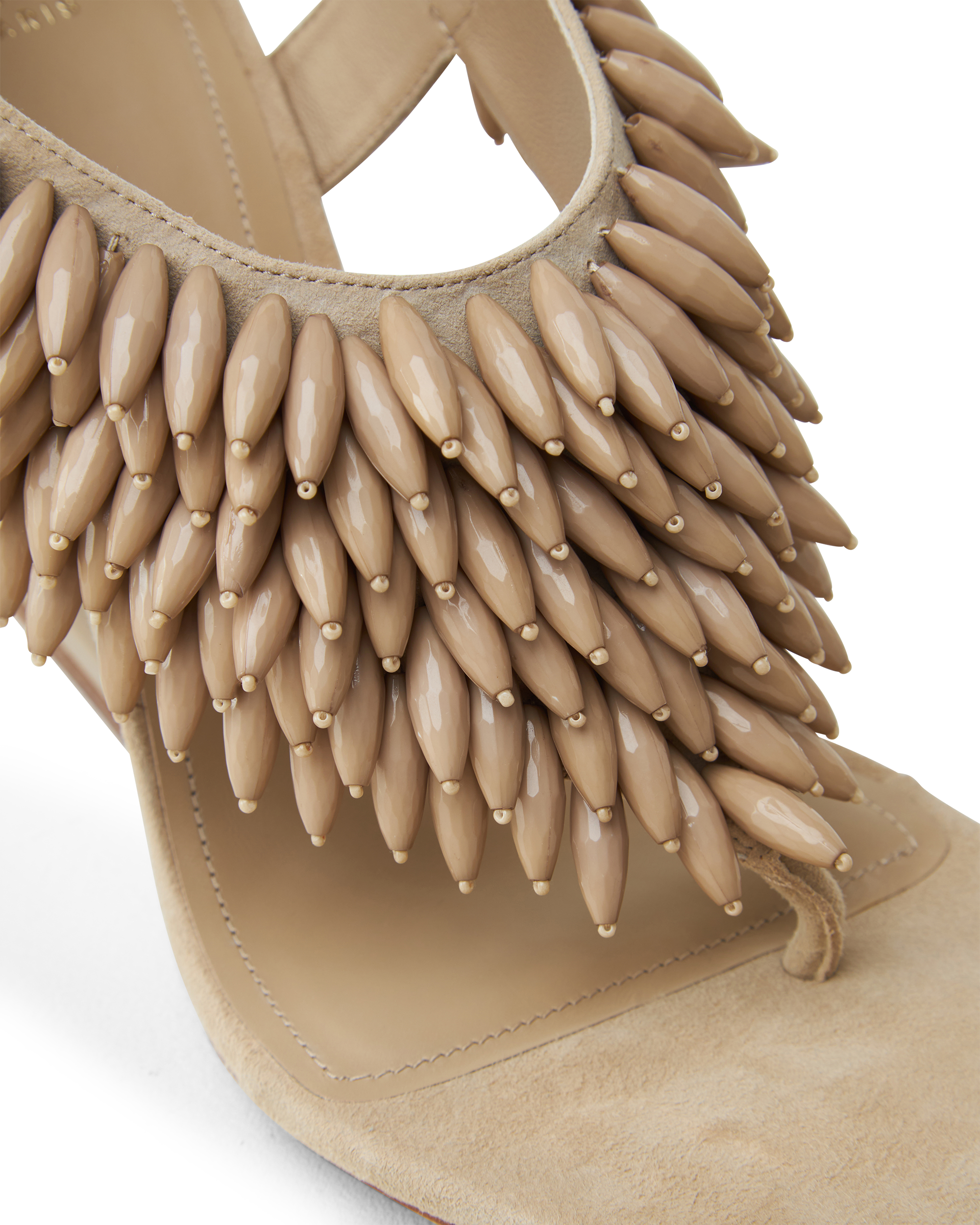 No Wedge Beaded Suede Sandals