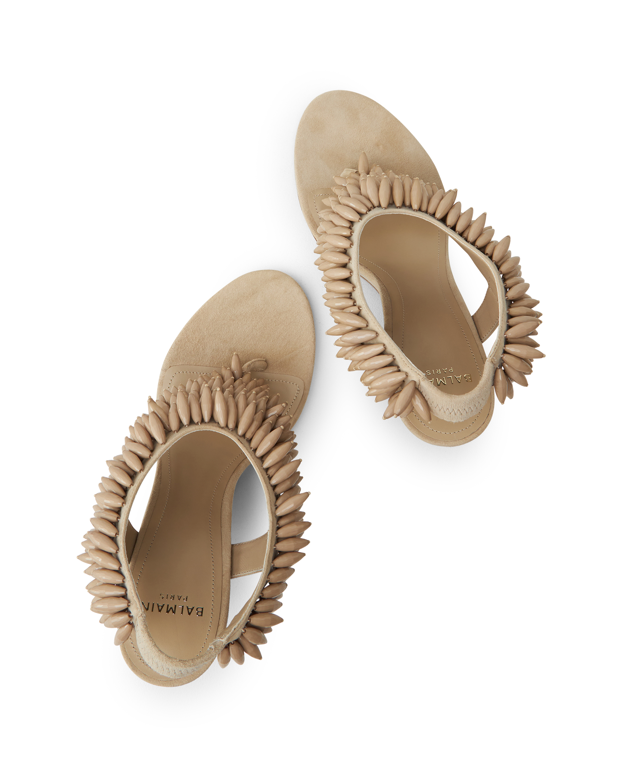No Wedge Beaded Suede Sandals