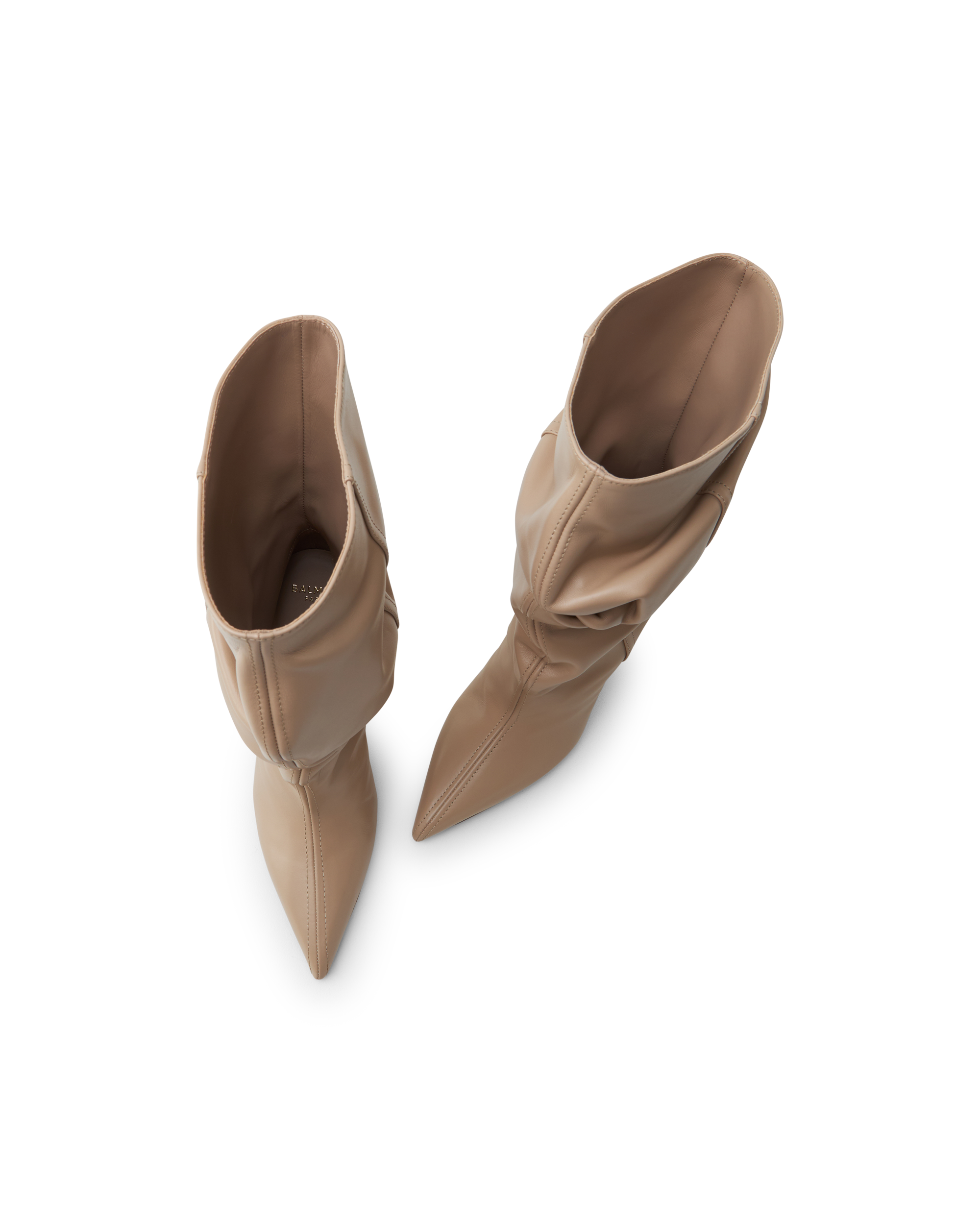 No Wedge Smooth Leather Ankle Boots