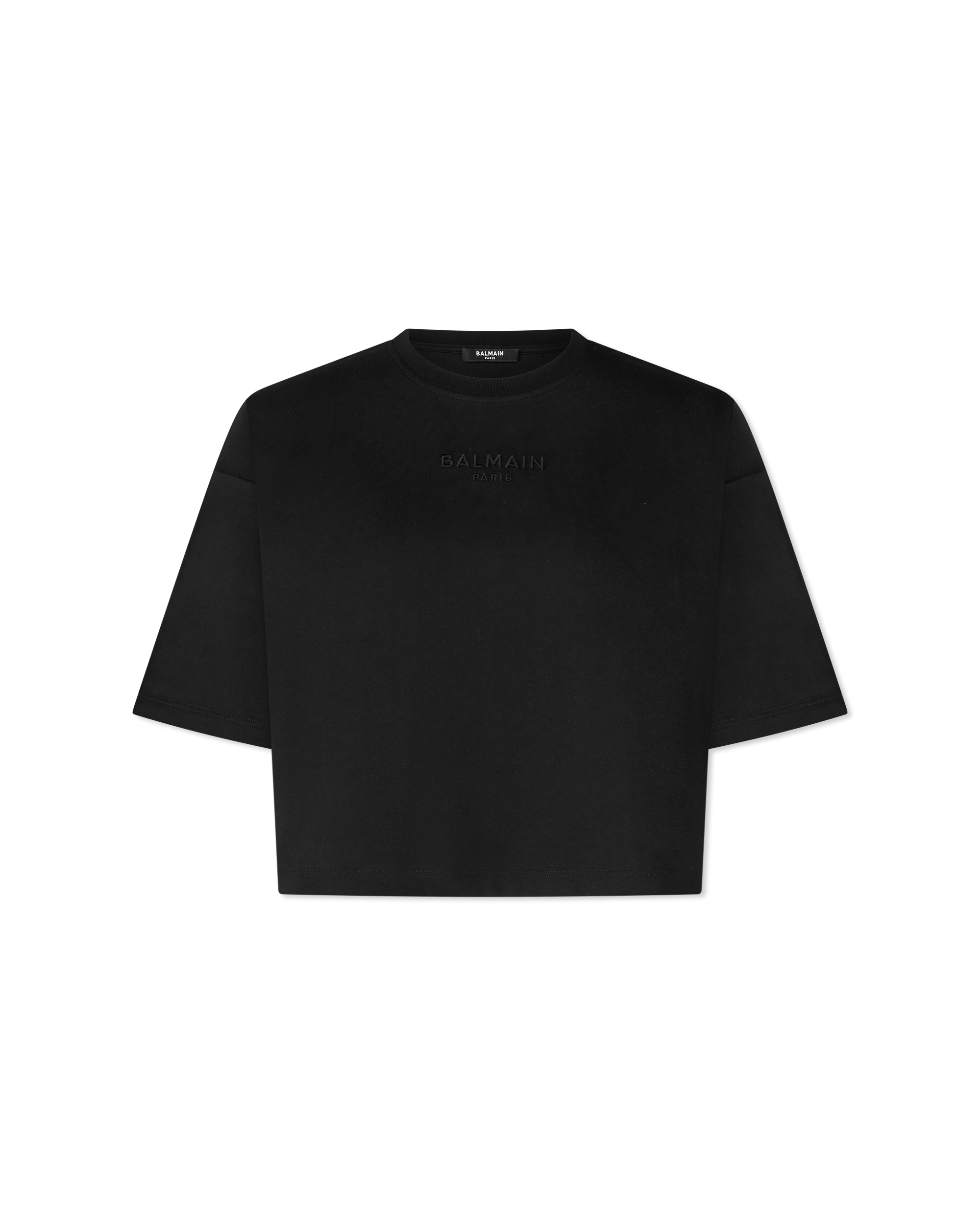 Balmain Logo Embroidered Cropped T-Shirt