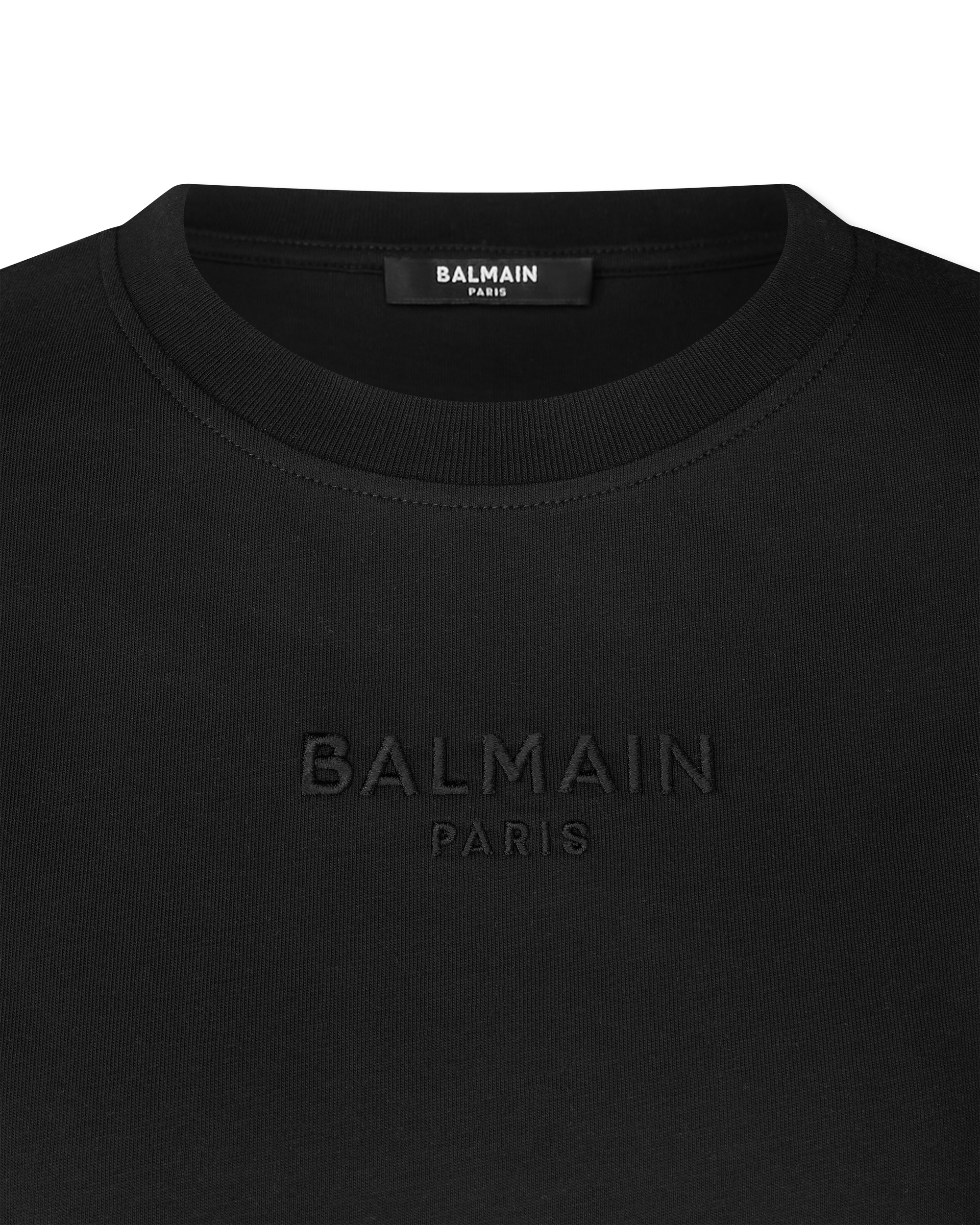 Balmain Logo Embroidered Cropped T-Shirt