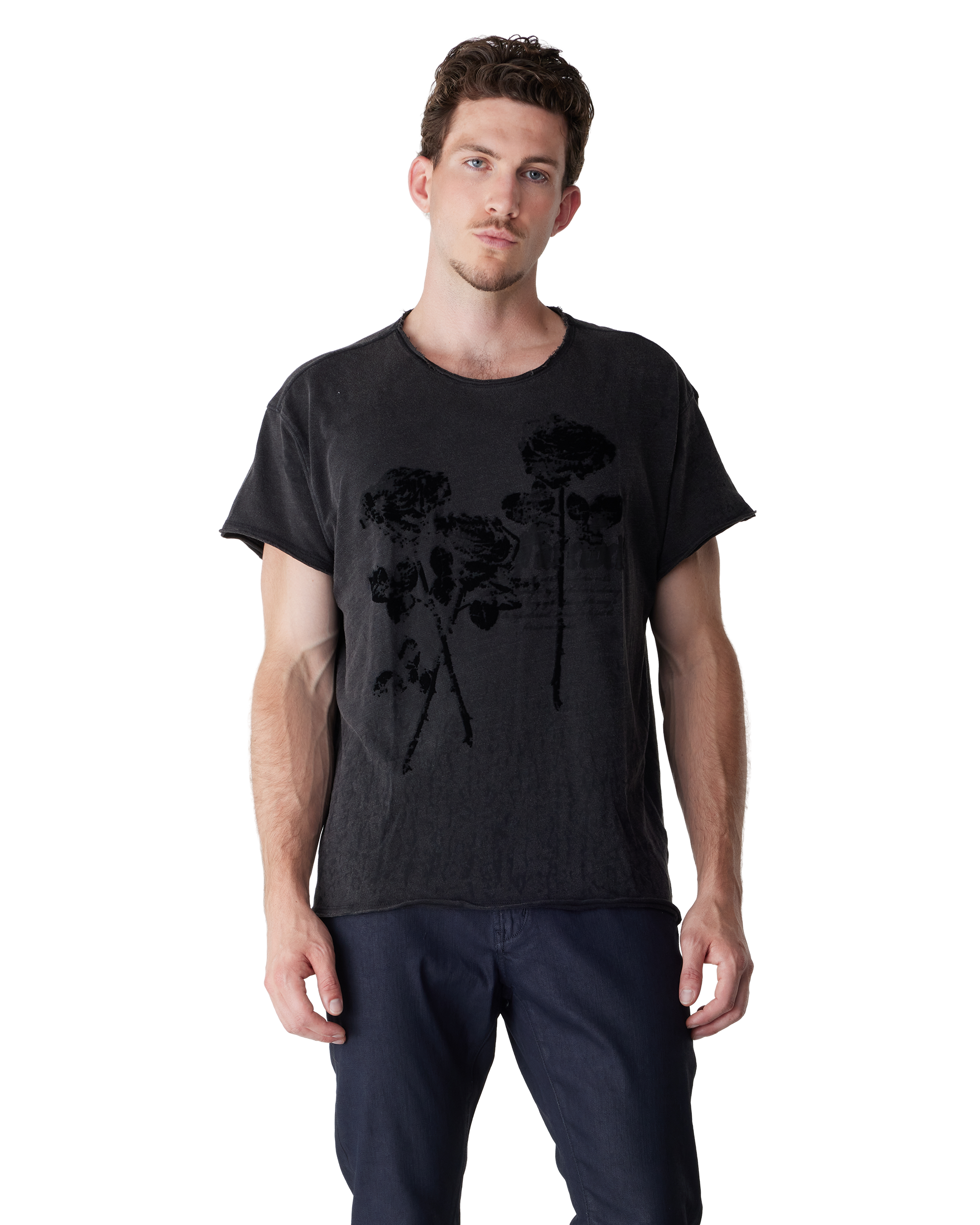 Charcoal Organic Cotton Farewell Roses Tee by John Varvatos | DIHSAN