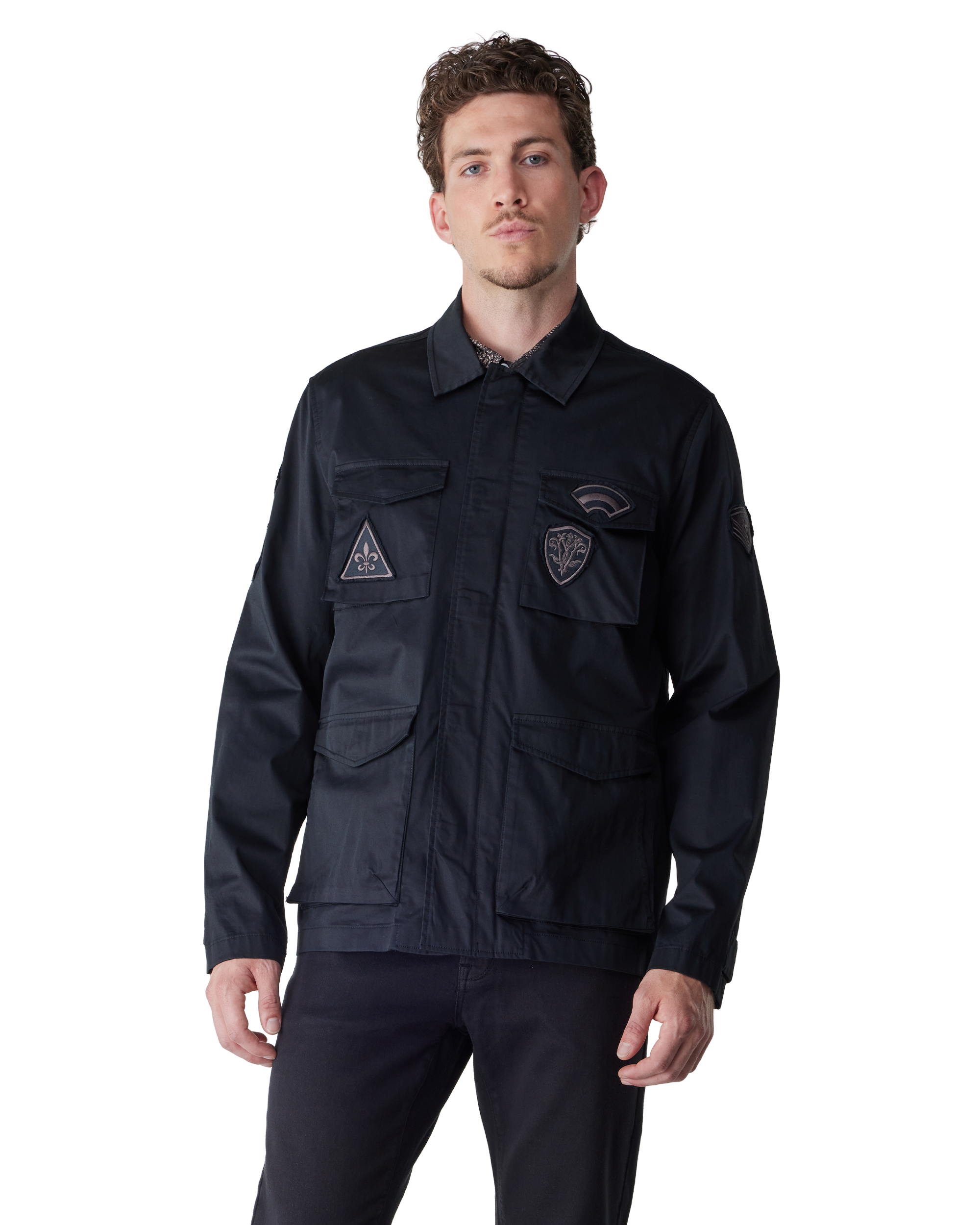 Black Cotton Blend Kade Military Jacket by John Varvatos | DIHSAN