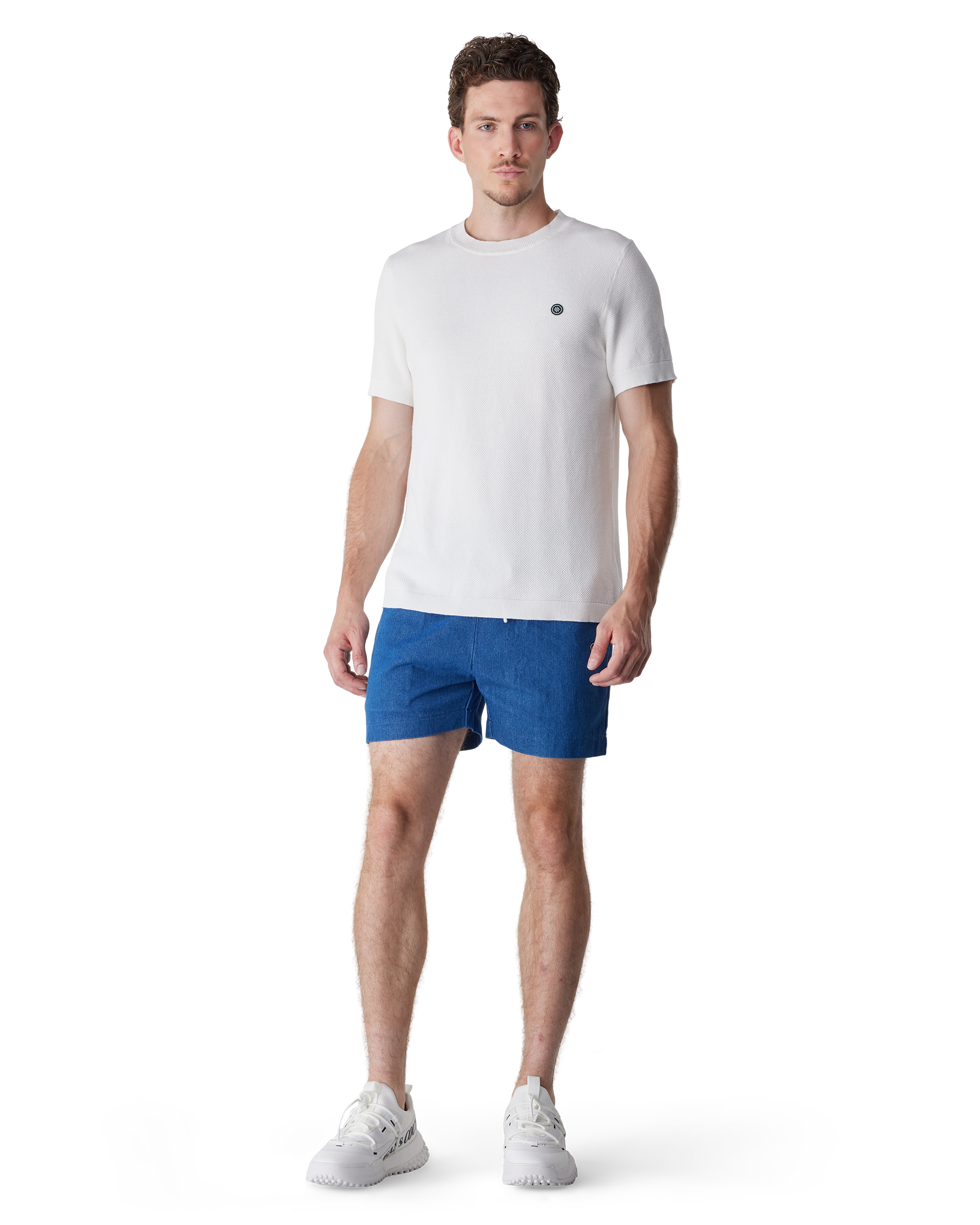 White Cotton Blend Knit Tee by Champlain | DIHSAN