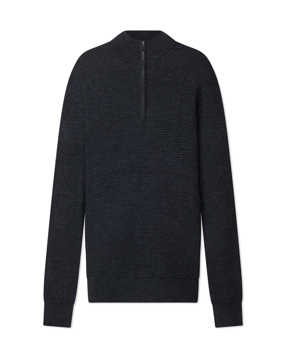 Bubble Stitch Merino Wool 1/4 Zip Mock Sweater
