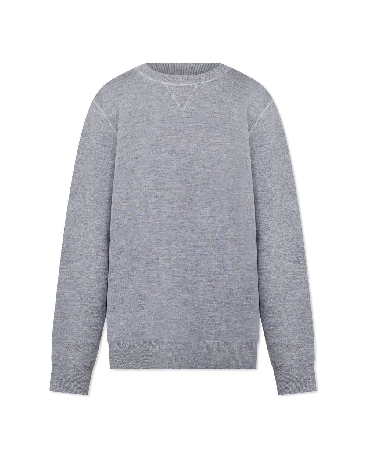 Double Face V-Insert Merino Wool Crewneck