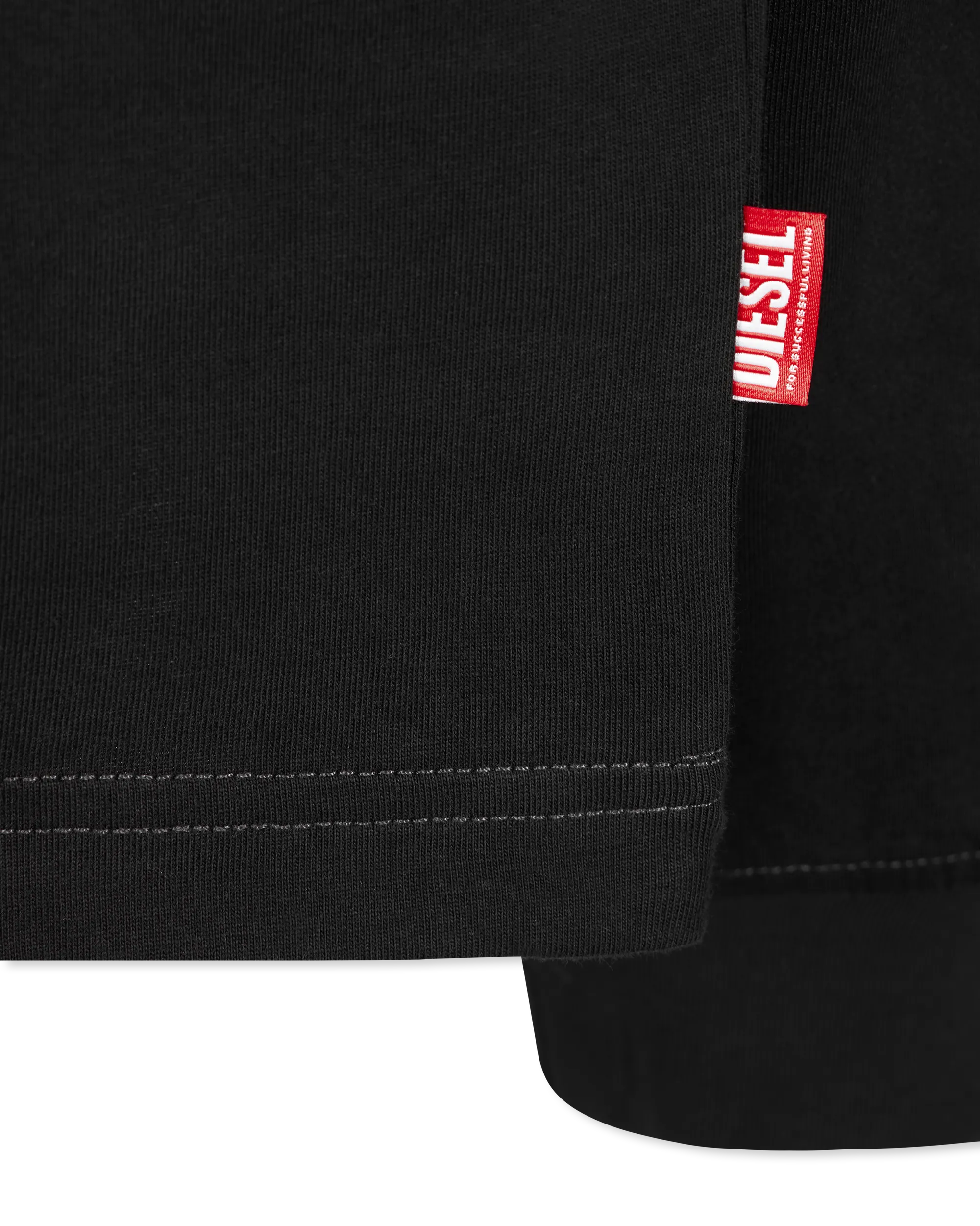 Deep Black Cotton T-Boxt Long Sleeve Circle T-Shirt by Diesel | DIHSAN